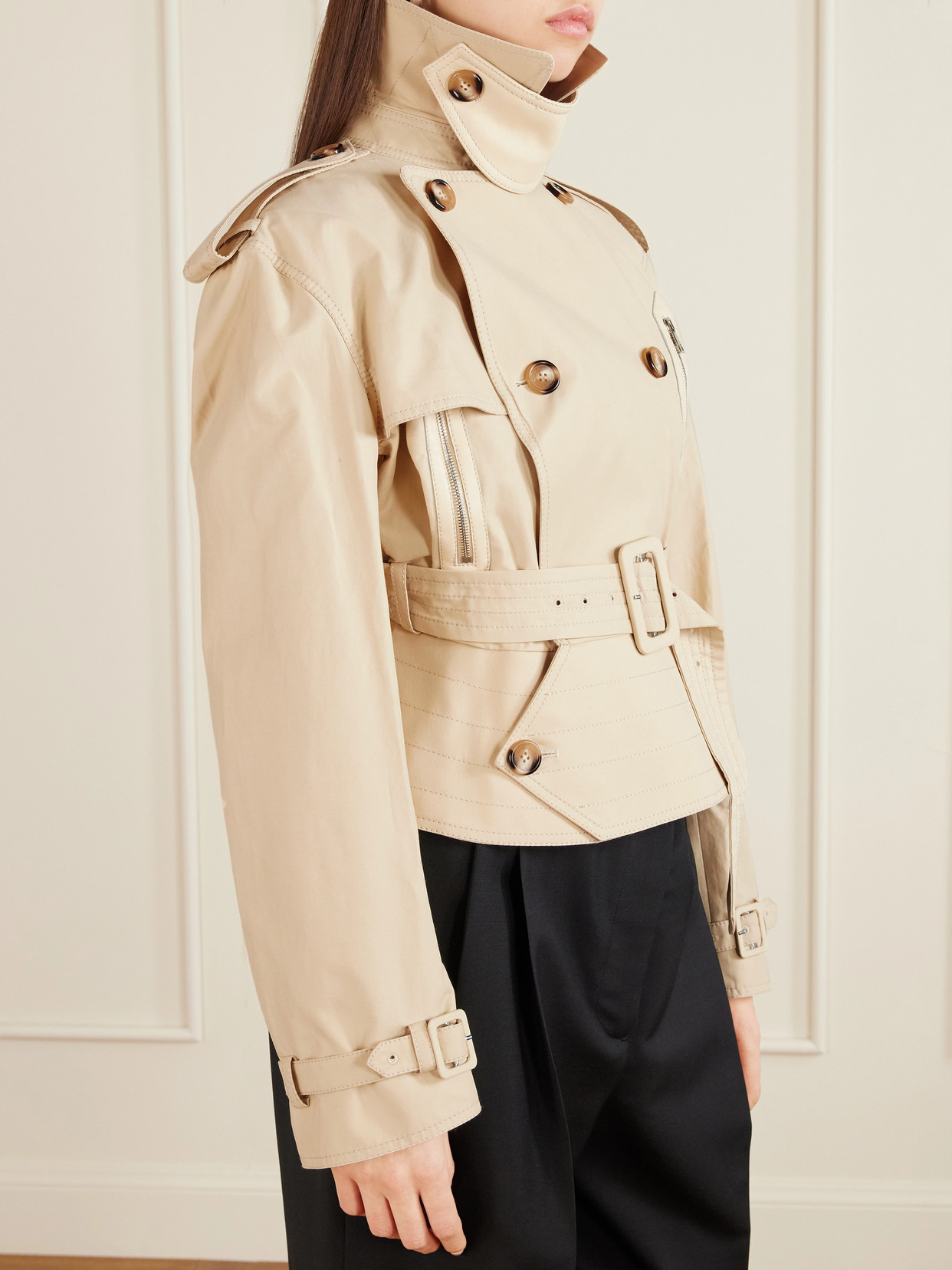 S. S. Daley - Evelyn Leather-Trimmed Cotton-Blend Gabardine Jacket