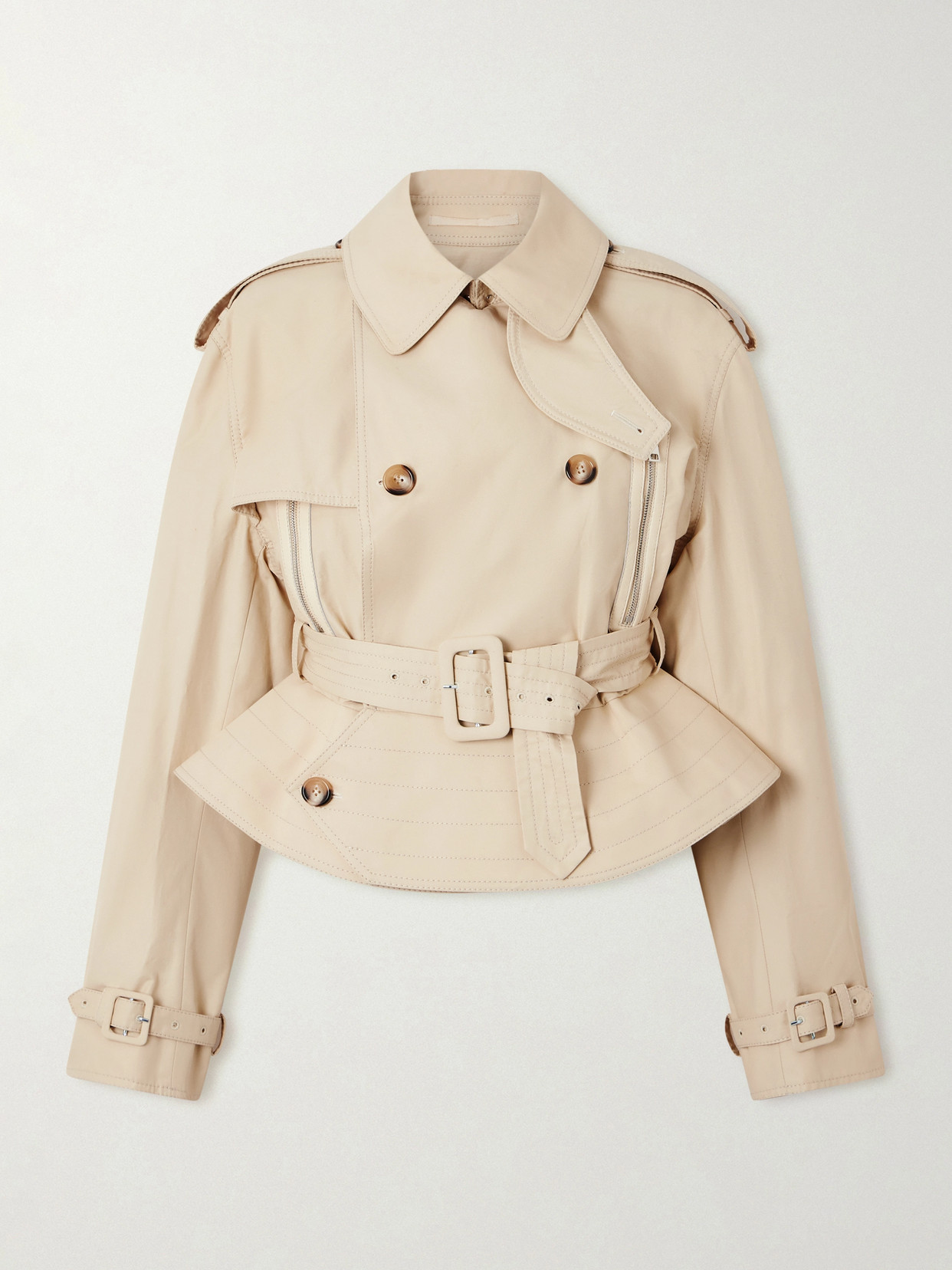 S.s. Daley Evelyn Leather-trimmed Cotton-blend Gabardine Jacket In Neutral