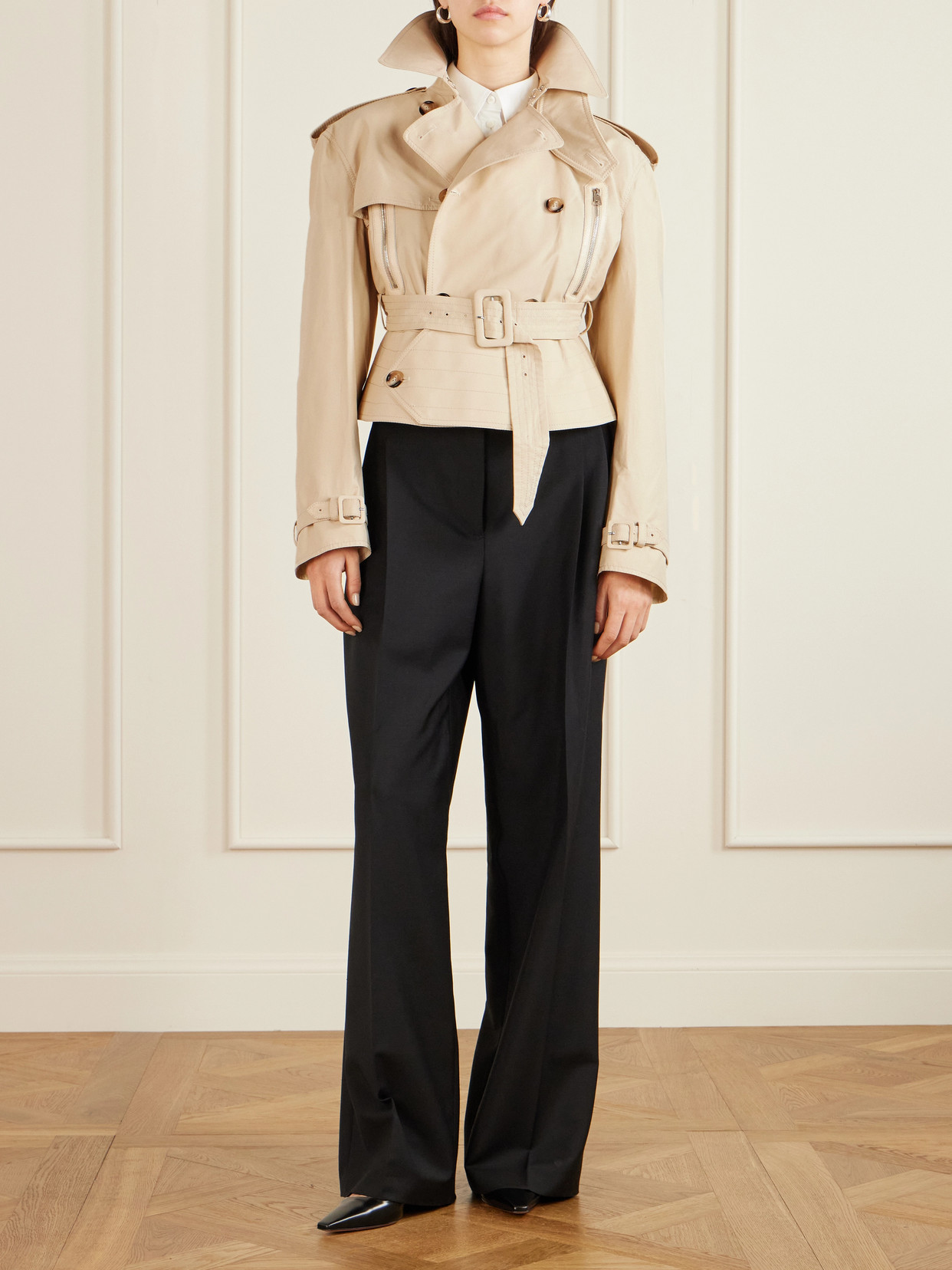 S. S. Daley - Evelyn Leather-Trimmed Cotton-Blend Gabardine Jacket