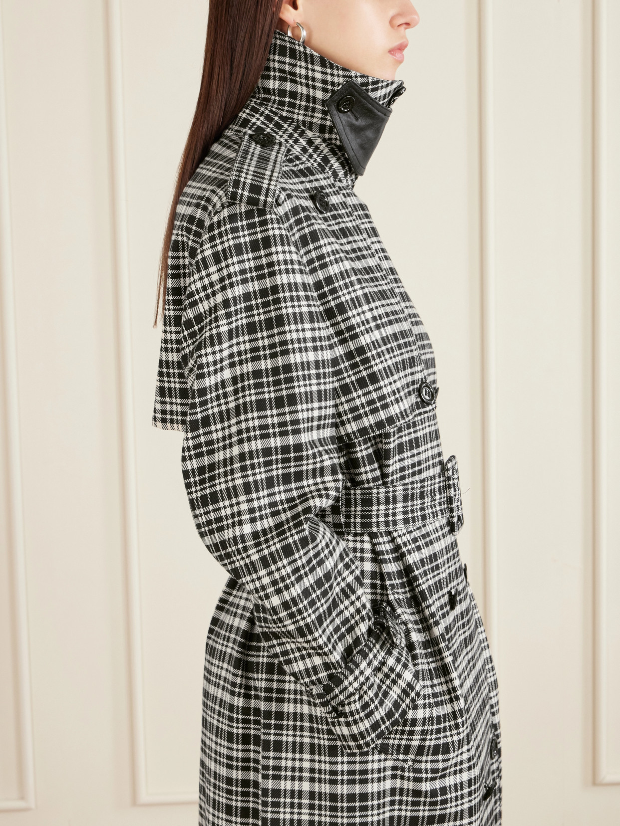 S.s. Daley Edna Houndstooth Wool And Cotton-blend Trench Coat In Gray