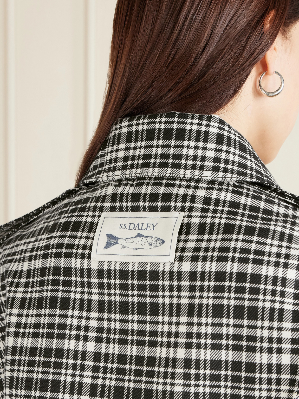 S.s. Daley Edna Houndstooth Wool And Cotton-blend Trench Coat In Gray