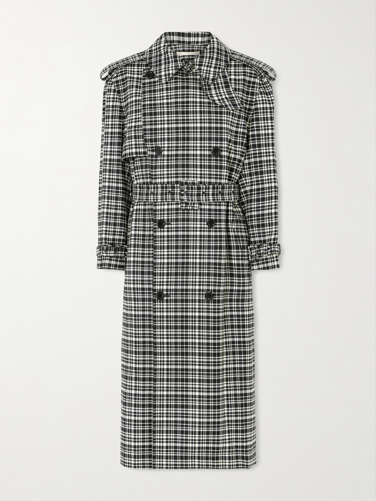 S.s. Daley Edna Houndstooth Wool And Cotton-blend Trench Coat In Gray
