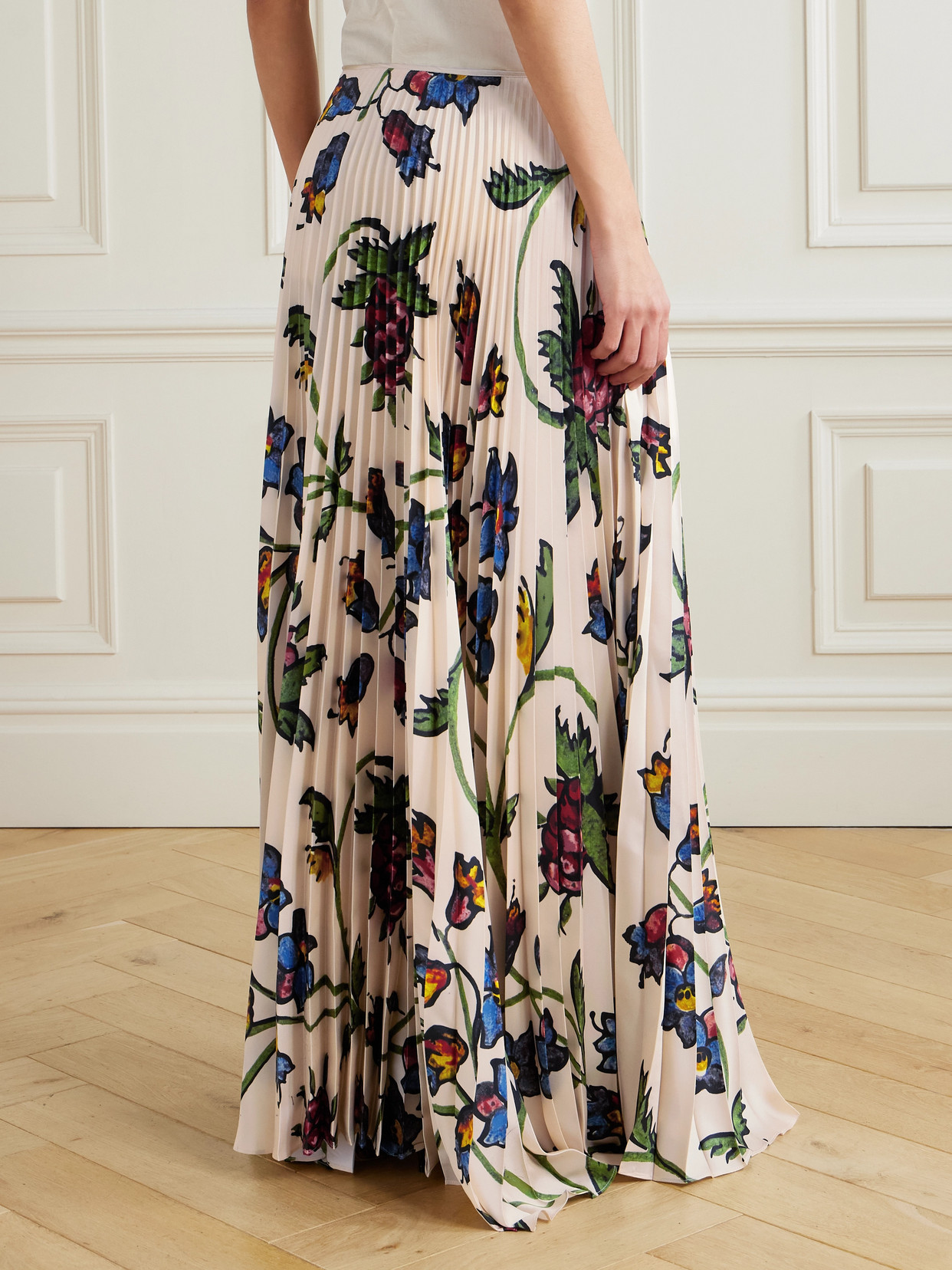 S.s. Daley Kate Pleated Floral-print Satin-twill Maxi Skirt In Multi