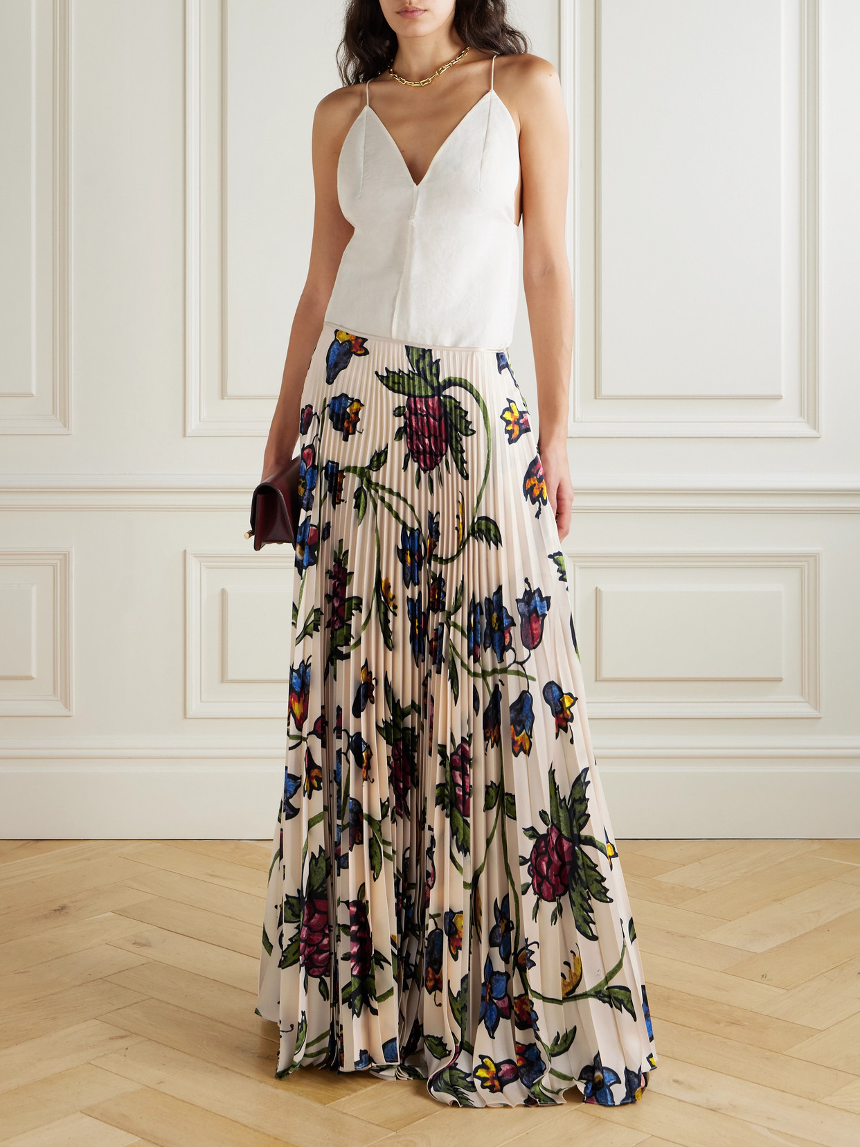 S.s. Daley Kate Pleated Floral-print Satin-twill Maxi Skirt In Multi