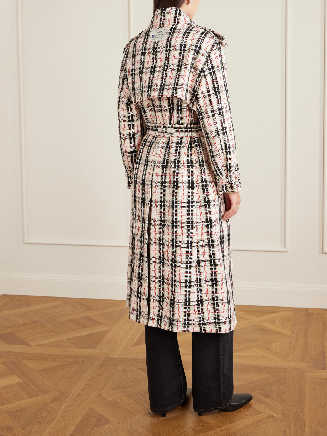 S. S. Daley - Eve Belted Double-Breasted Checked Cotton-Blend Tweed Trench Coat