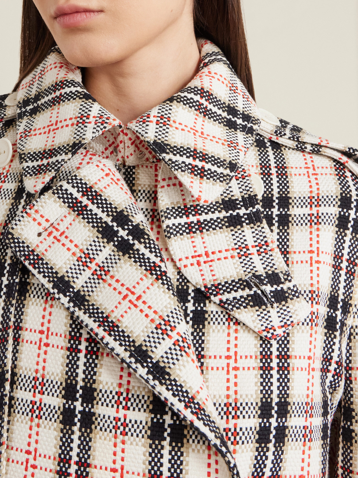 S. S. Daley - Eve Belted Double-Breasted Checked Cotton-Blend Tweed Trench Coat