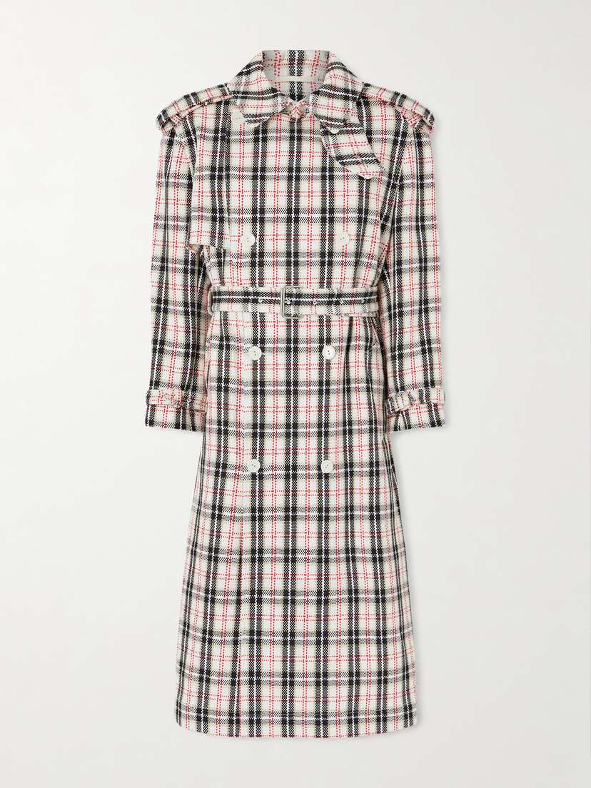 S.S. Daley Eve Belted Double-breasted Checked Cotton-blend Tweed Trench Coat