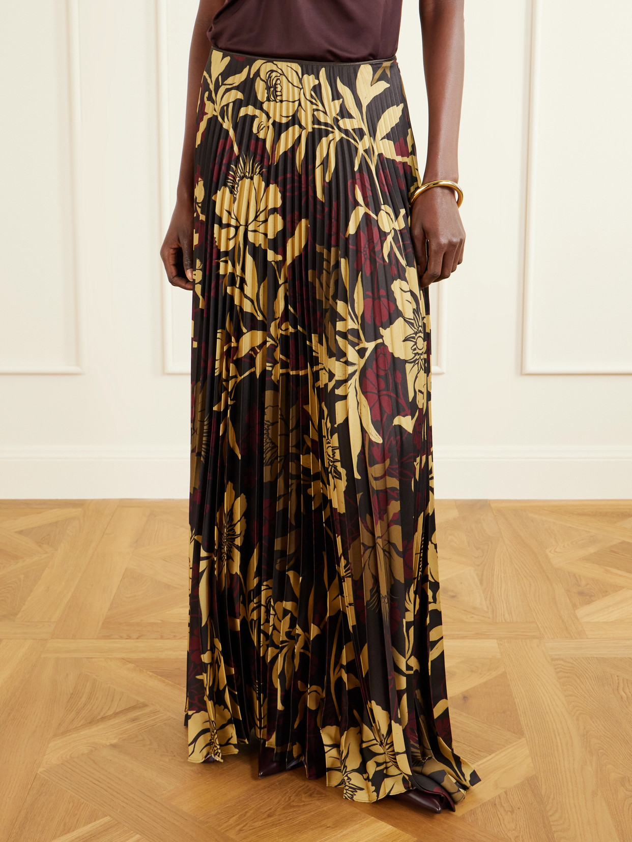 S.s. Daley Kate Pleated Floral-print Satin-twill Maxi Skirt In Multi