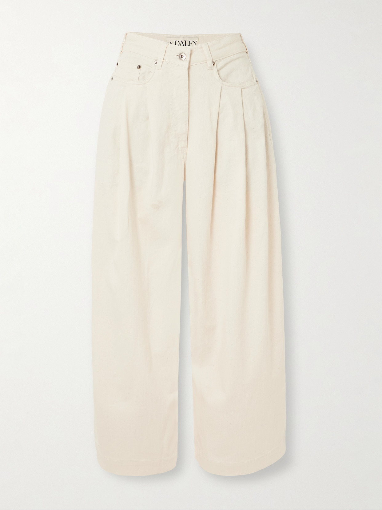 S.s. Daley Ivy Pleated Cropped Mid-rise Barrel-leg Jeans In Sand