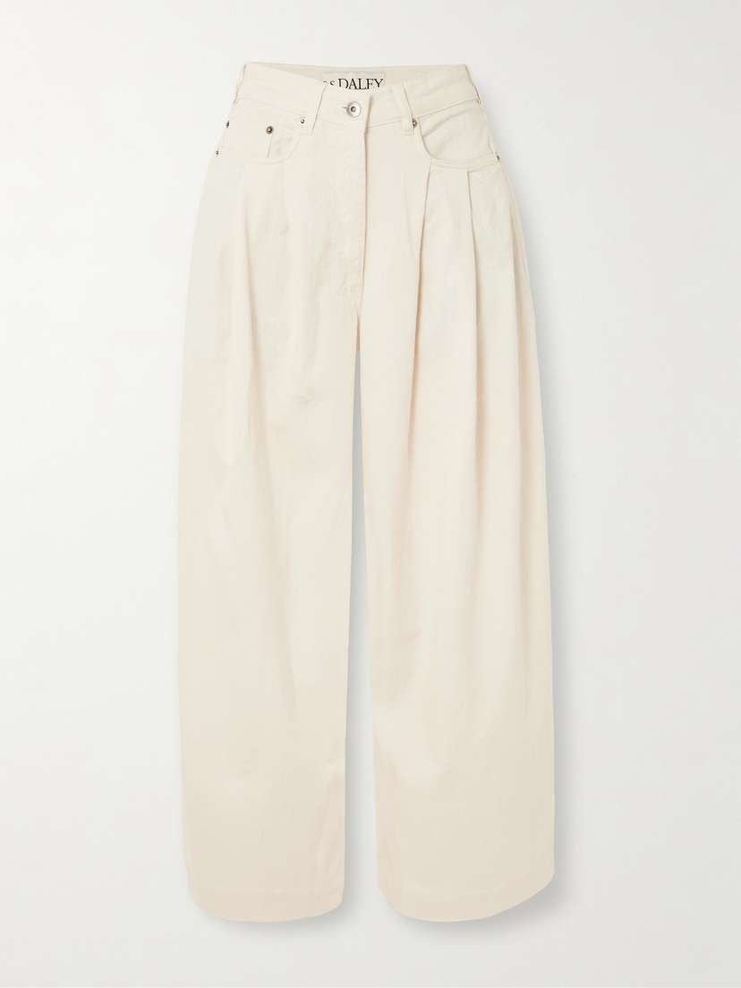 S.S. Daley Ivy Pleated Cropped Mid-rise Barrel-leg Jeans