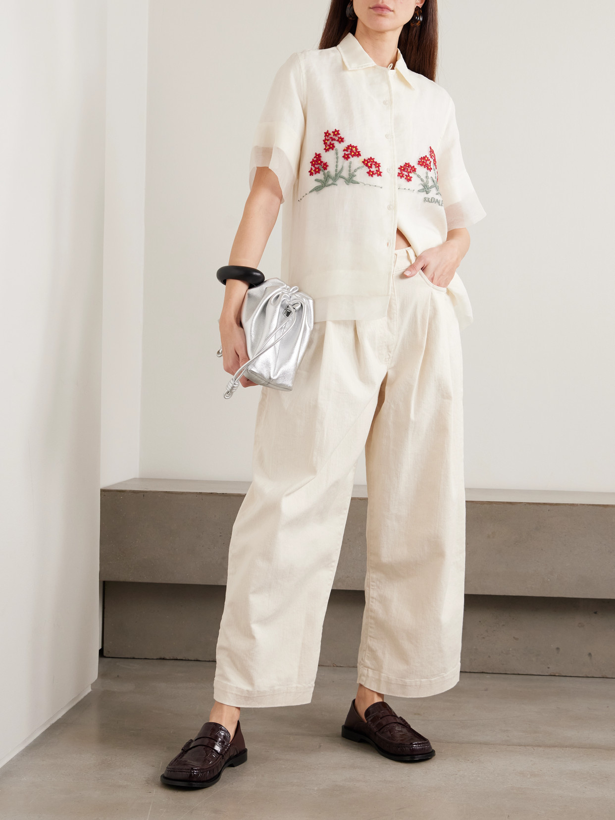 S. S. Daley - Ivy Pleated Cropped Mid-Rise Barrel-Leg Jeans