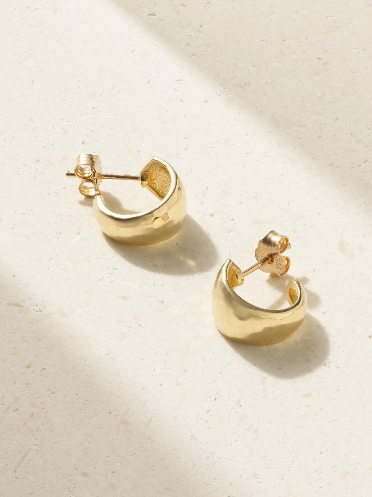 Jennifer Meyer Mini Hammered 18-karat Gold Hoop Earrings