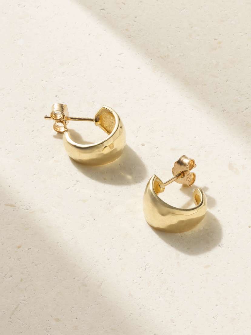 Jennifer Meyer Mini Hammered 18-karat Gold Hoop Earrings