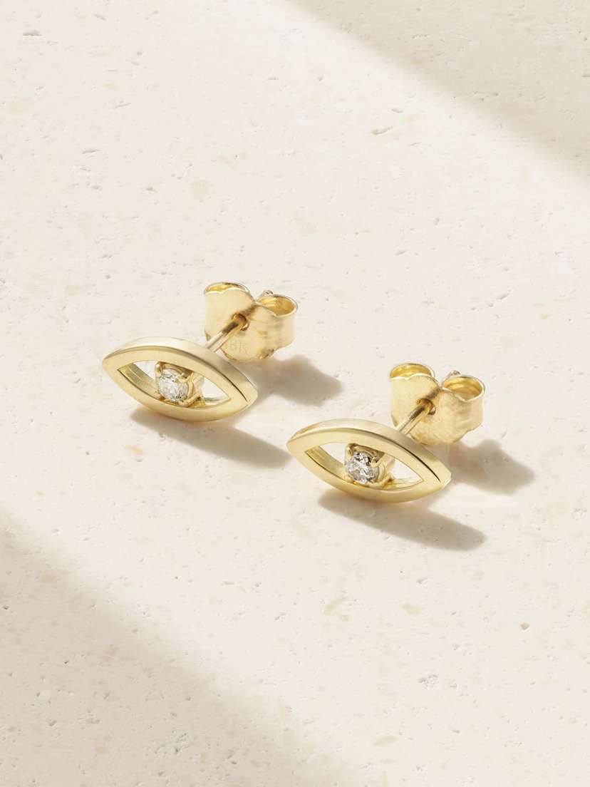 Jennifer Meyer Evil Eye Mini 18-karat Gold Diamond Earrings