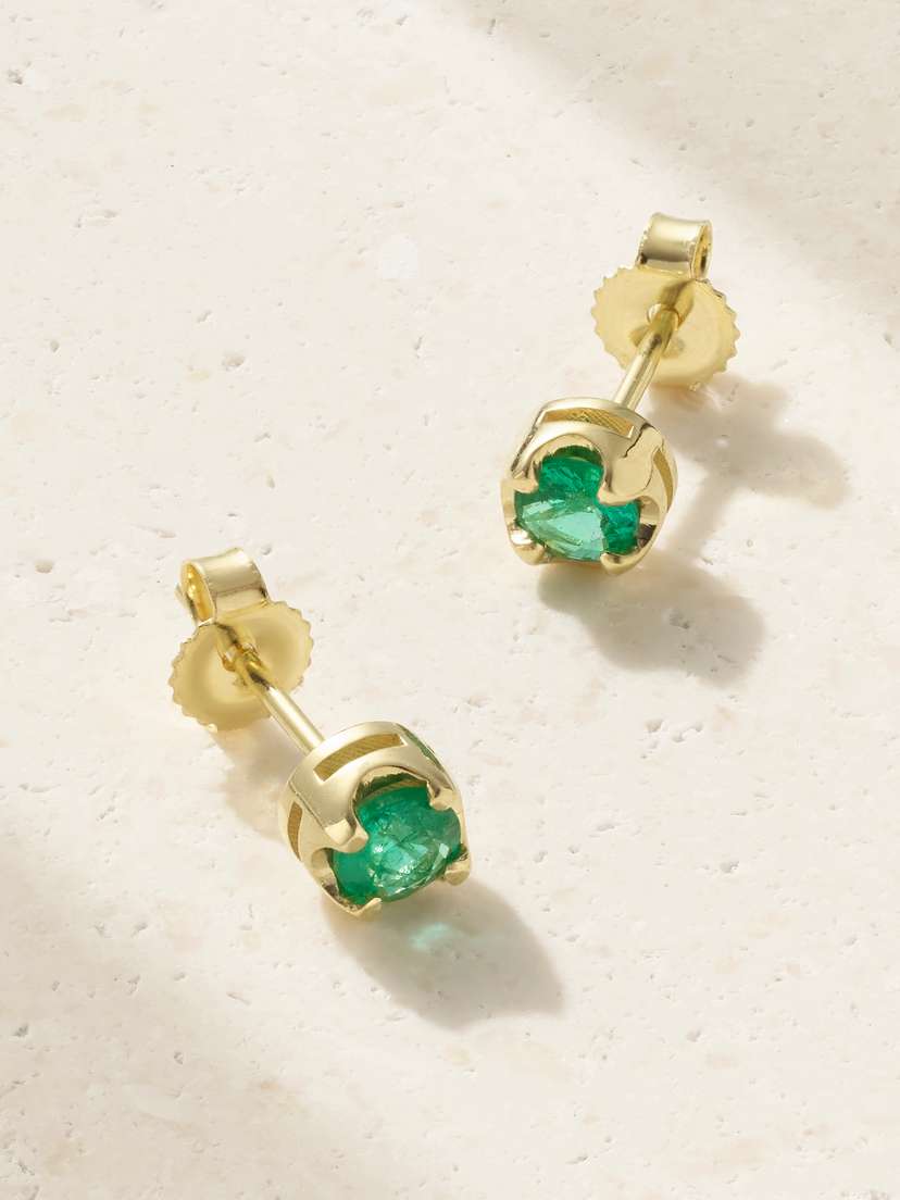 Jennifer Meyer Small Illusion 18-karat Gold Emerald Earrings