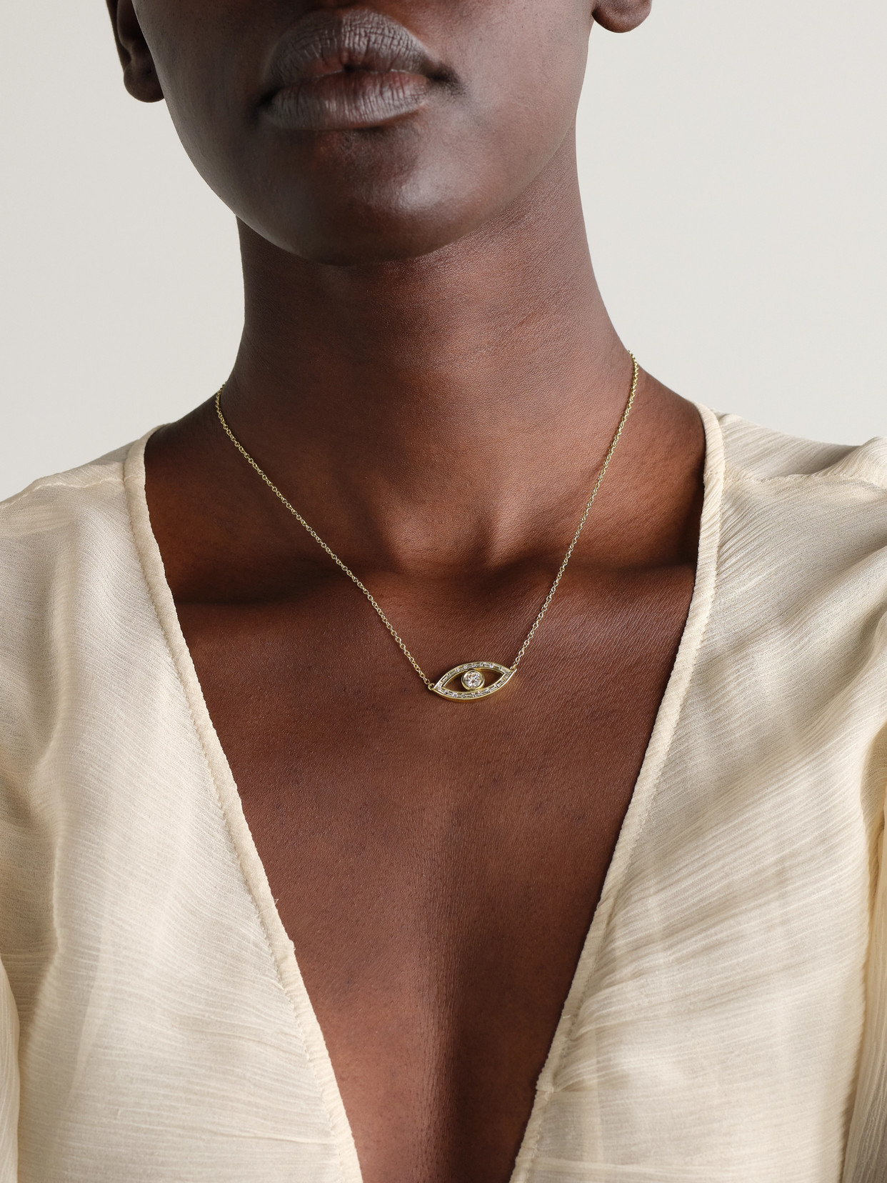 Jennifer Meyer Evil Eye 18-karat Gold Diamond Necklace In Gold