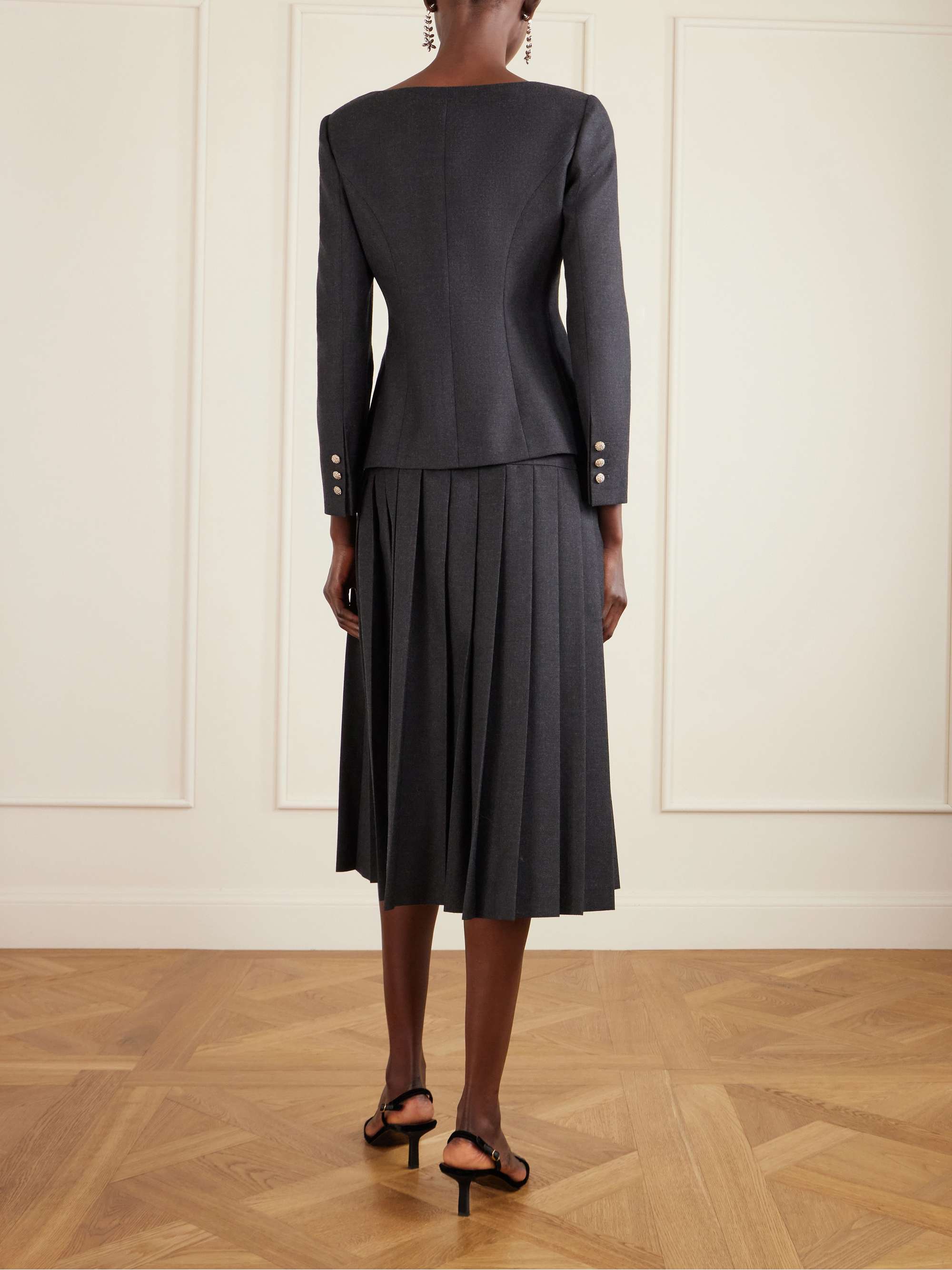 WOOL RICH ジャケット ALESSANDRA RICH Embellished wool-flannel jacket | NET-A-PORTER