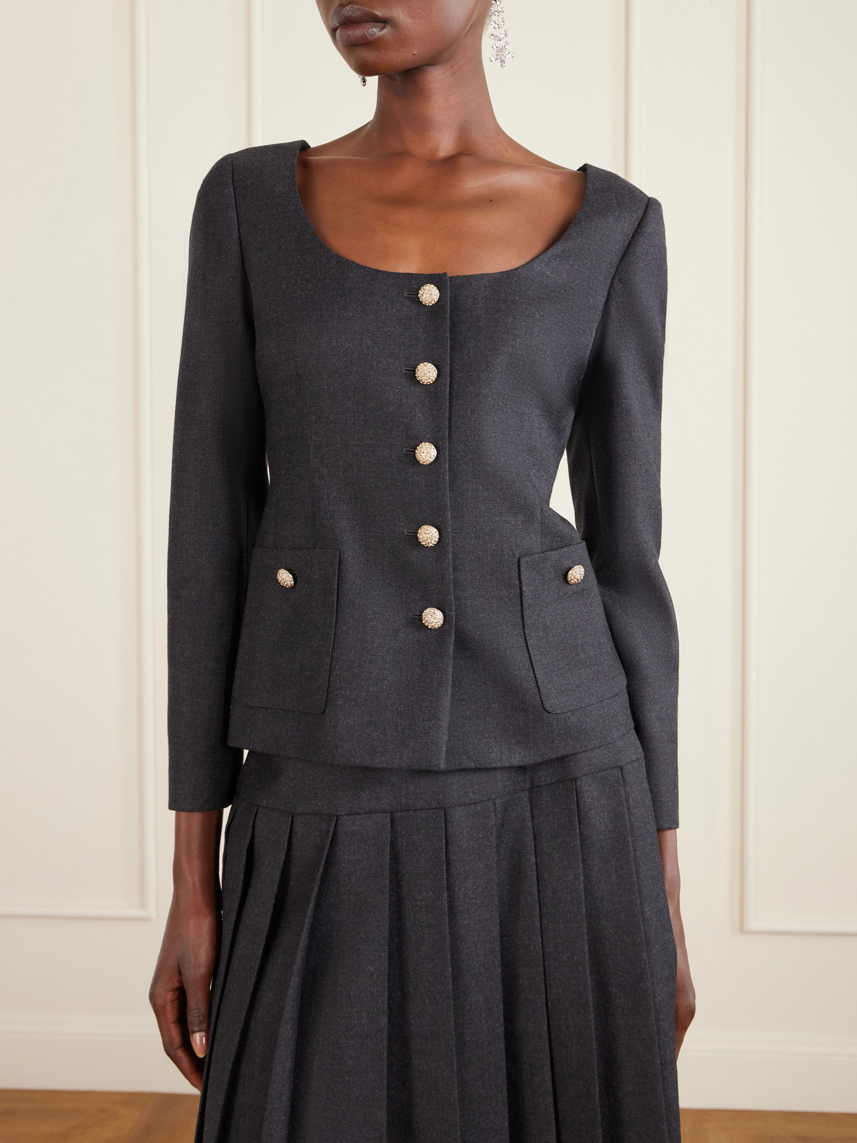Embellished Wool-Flannel Jacket