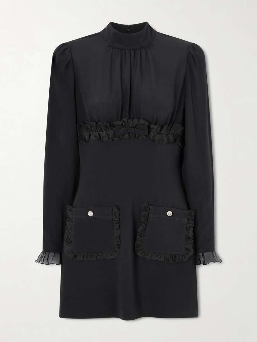 Alessandra Rich Ruffled Silk-organza And Cady Mini Dress