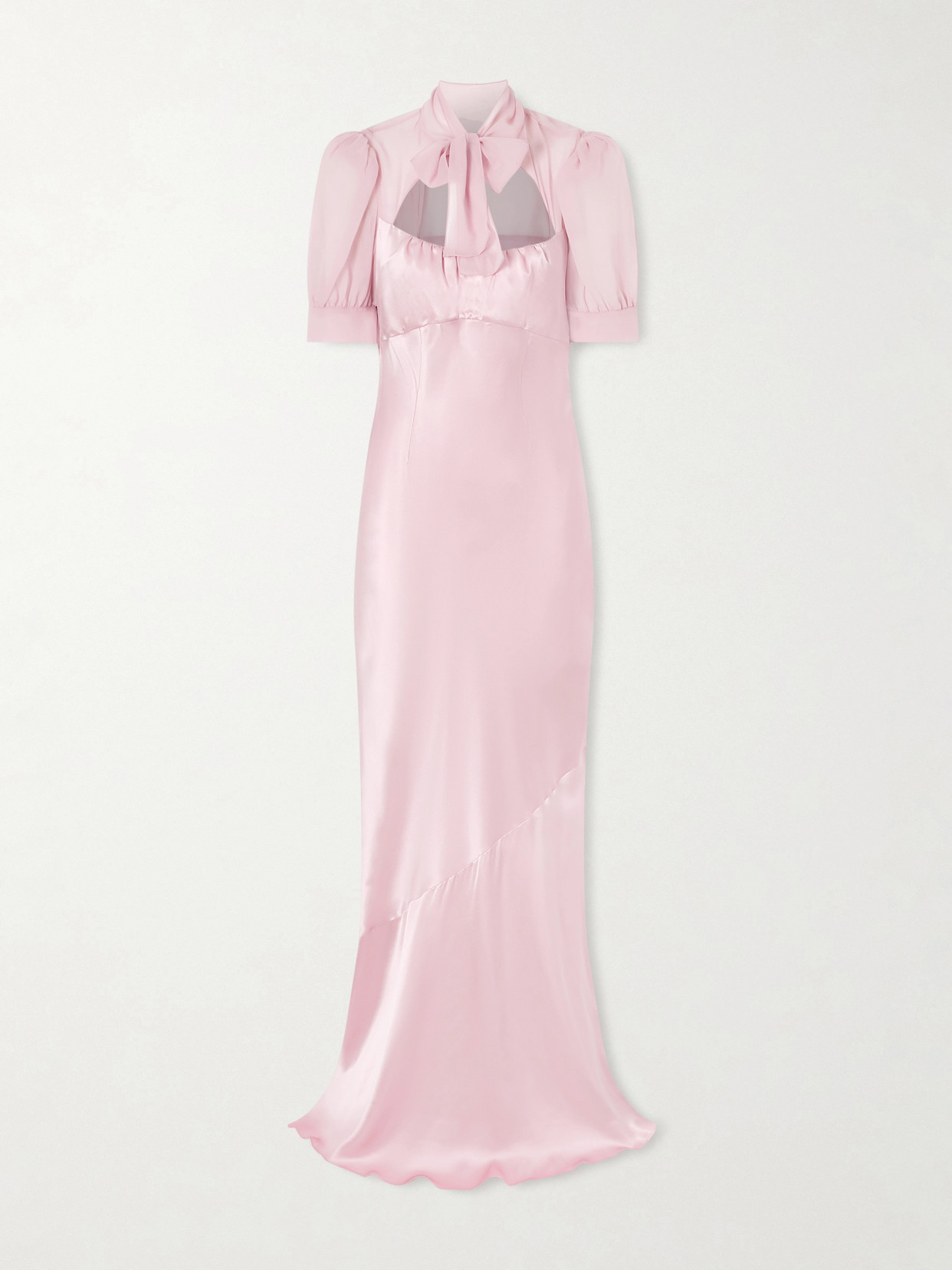Alessandra Rich Pussy-bow Silk-satin And Georgette Gown In Pink