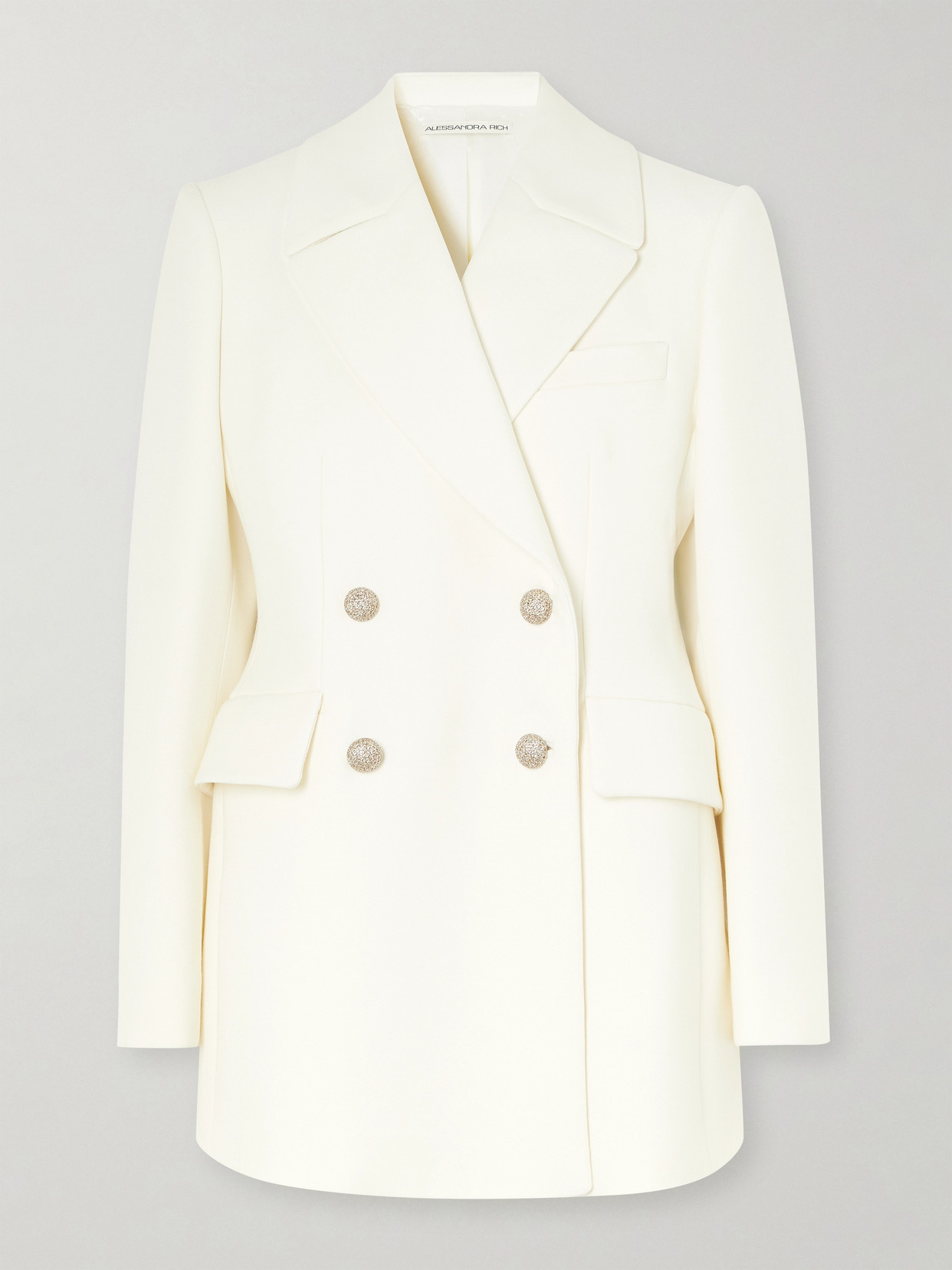 Alessandra Rich Double-breasted Wool Blazer In White