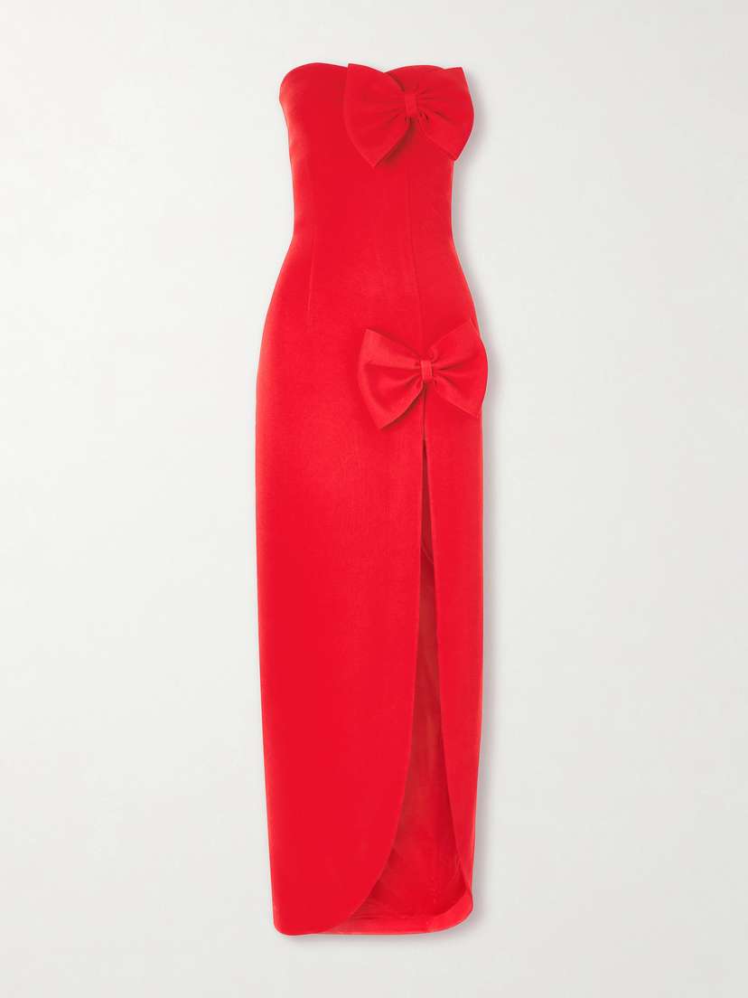 Alessandra Rich Strapless Bow-embellished Cady Gown