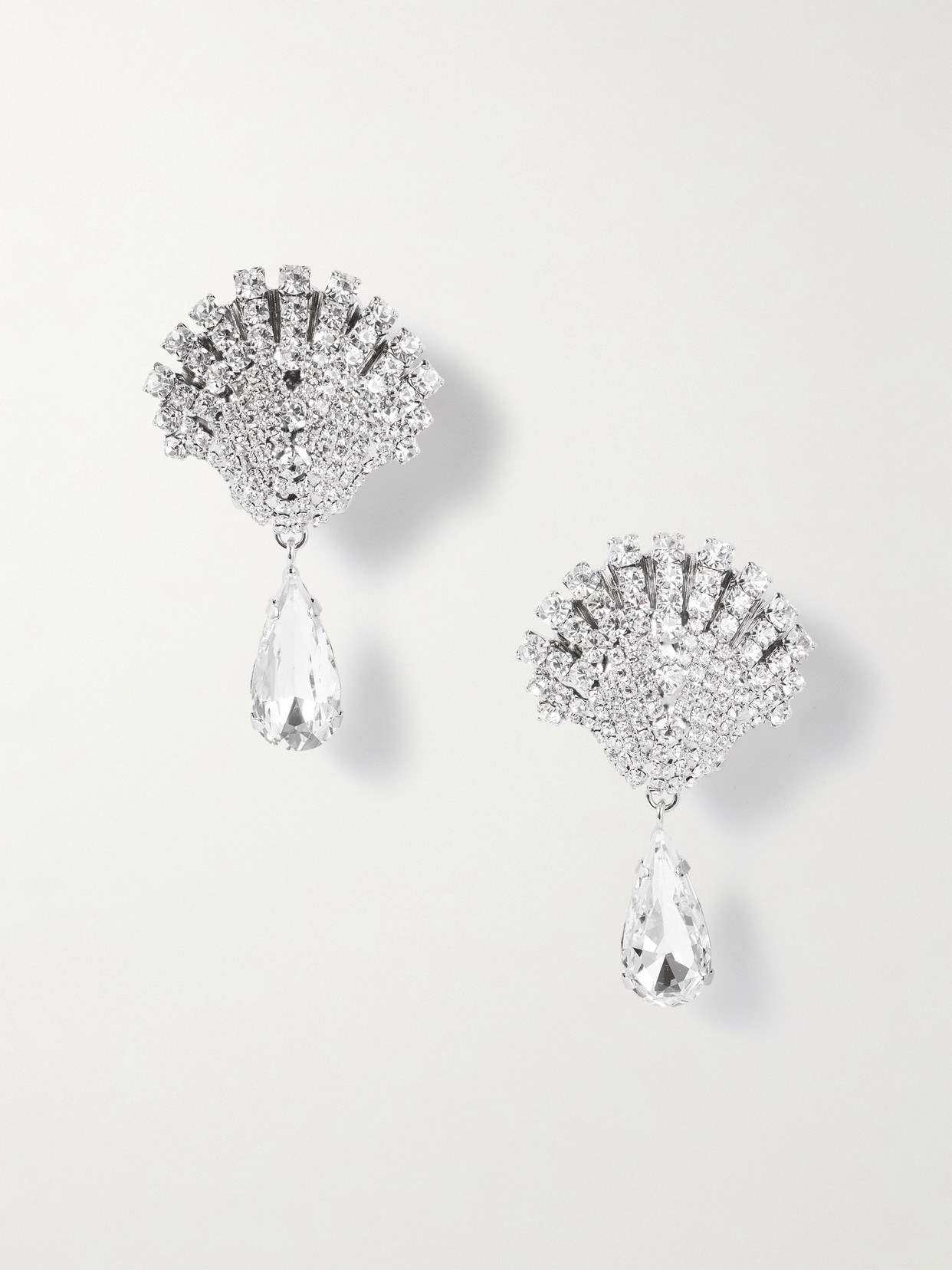 Alessandra Rich Silver-tone And Crystal Clip Earrings In Burgundy