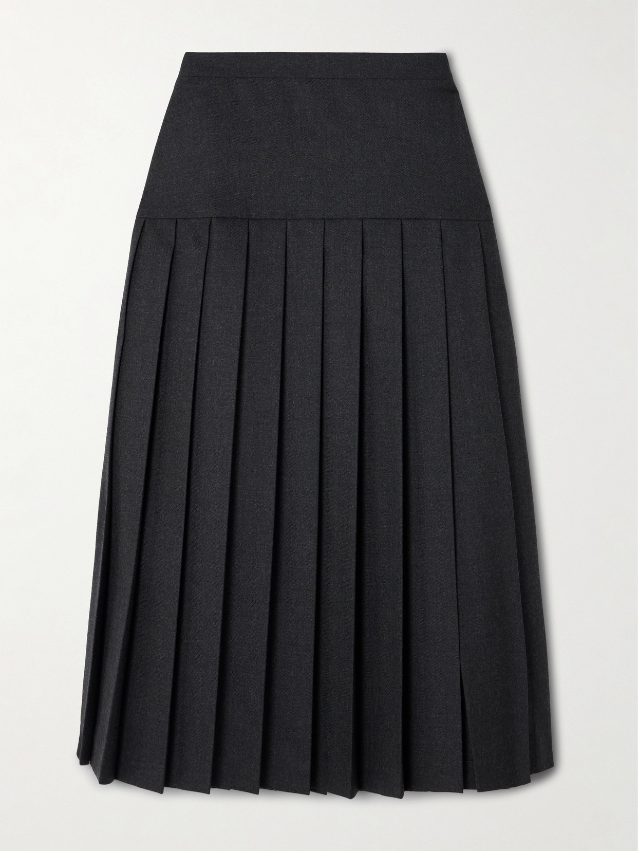 Alessandra Rich Pleated Wool-flannel Midi Skirt In Black