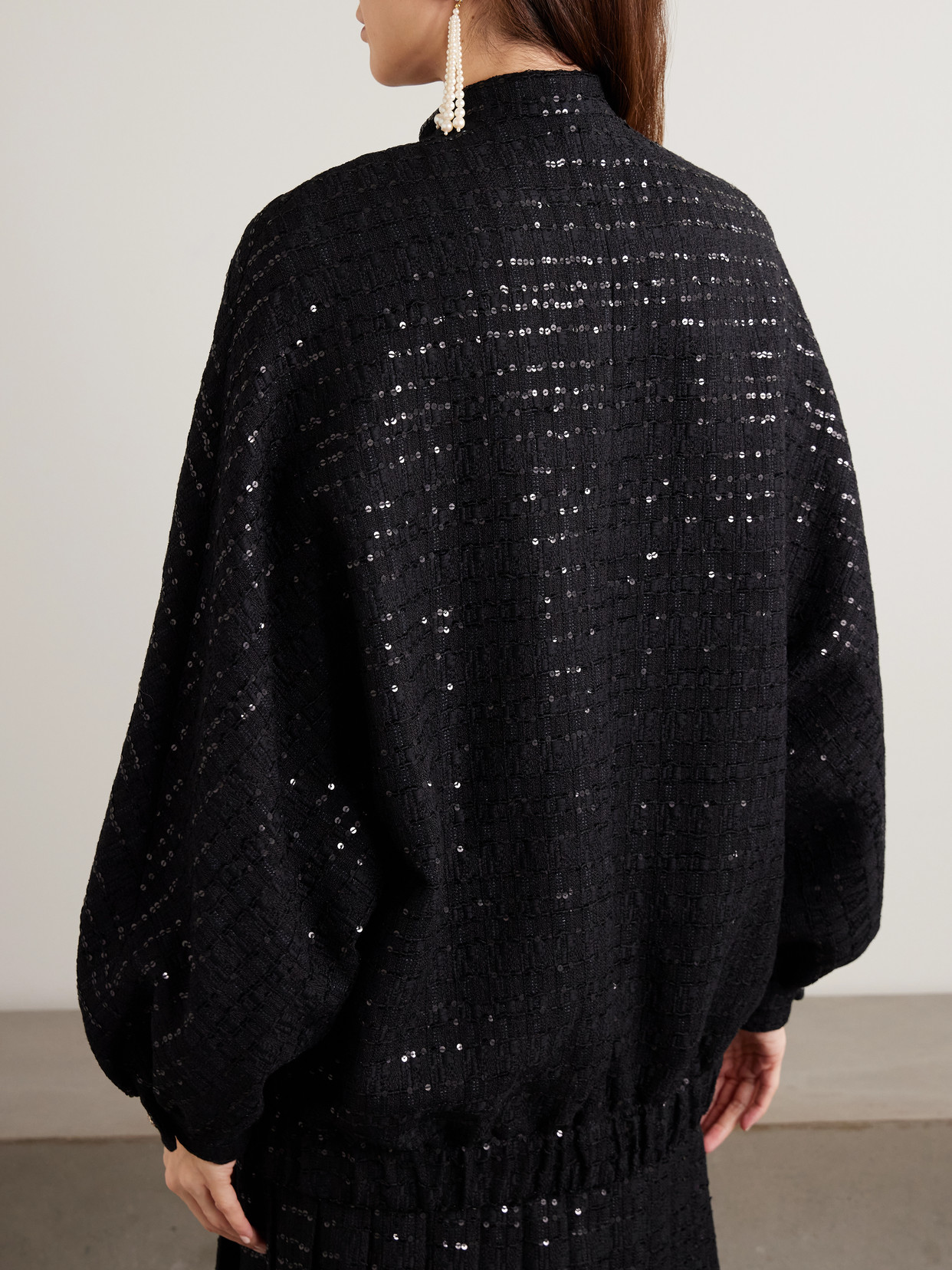 Sequin-Embellished Tweed Jacket