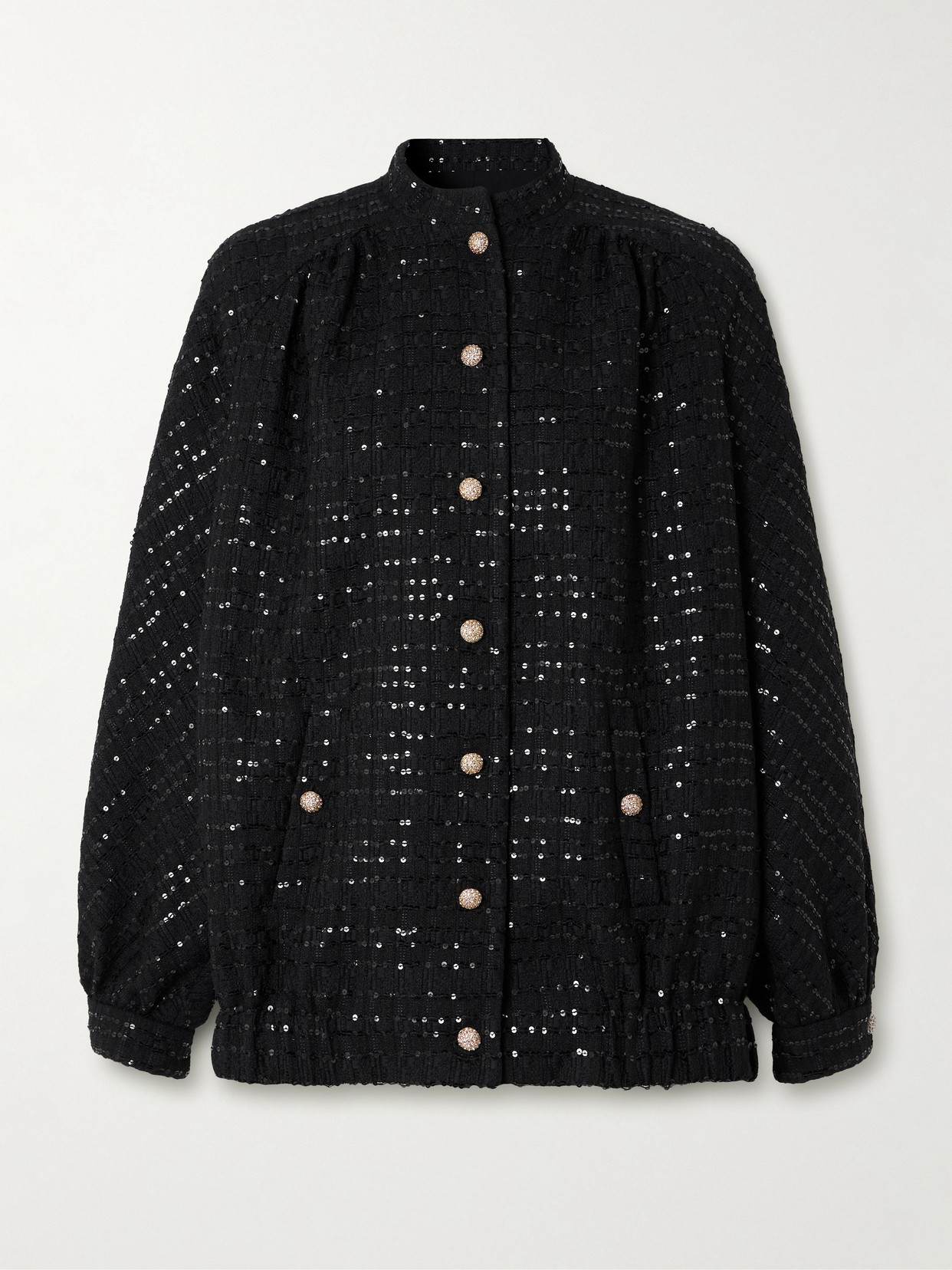 Alessandra Rich Sequin-embellished Tweed Jacket In Black