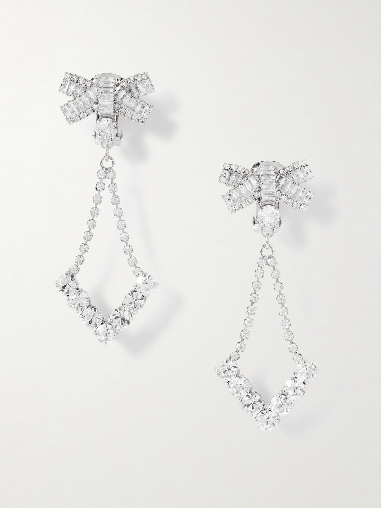 Alessandra Rich Silver-tone Crystal Clip Earrings In Burgundy