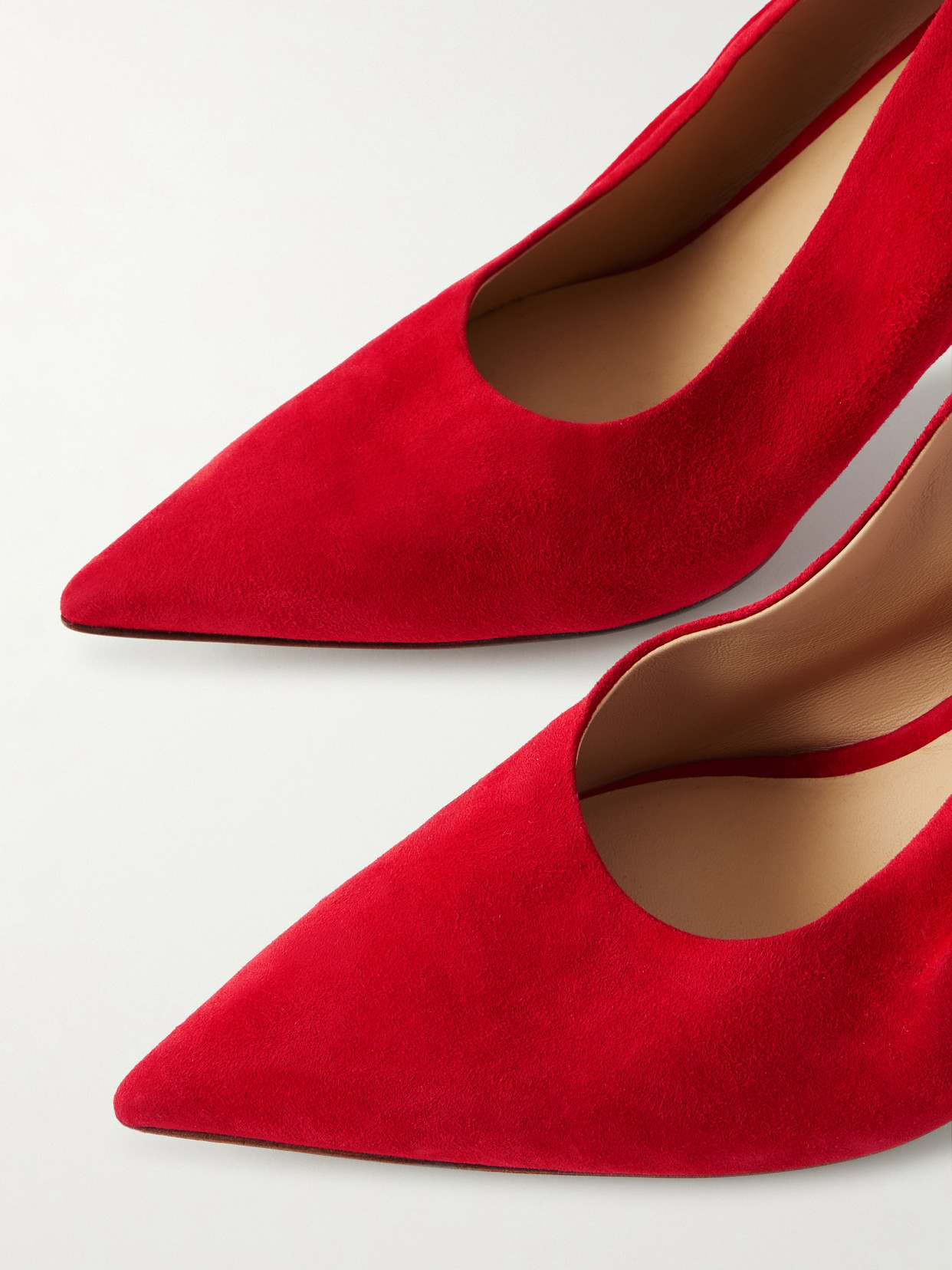 Gabriela Hearst Amari Ruched Suede Slingback Pumps In Red