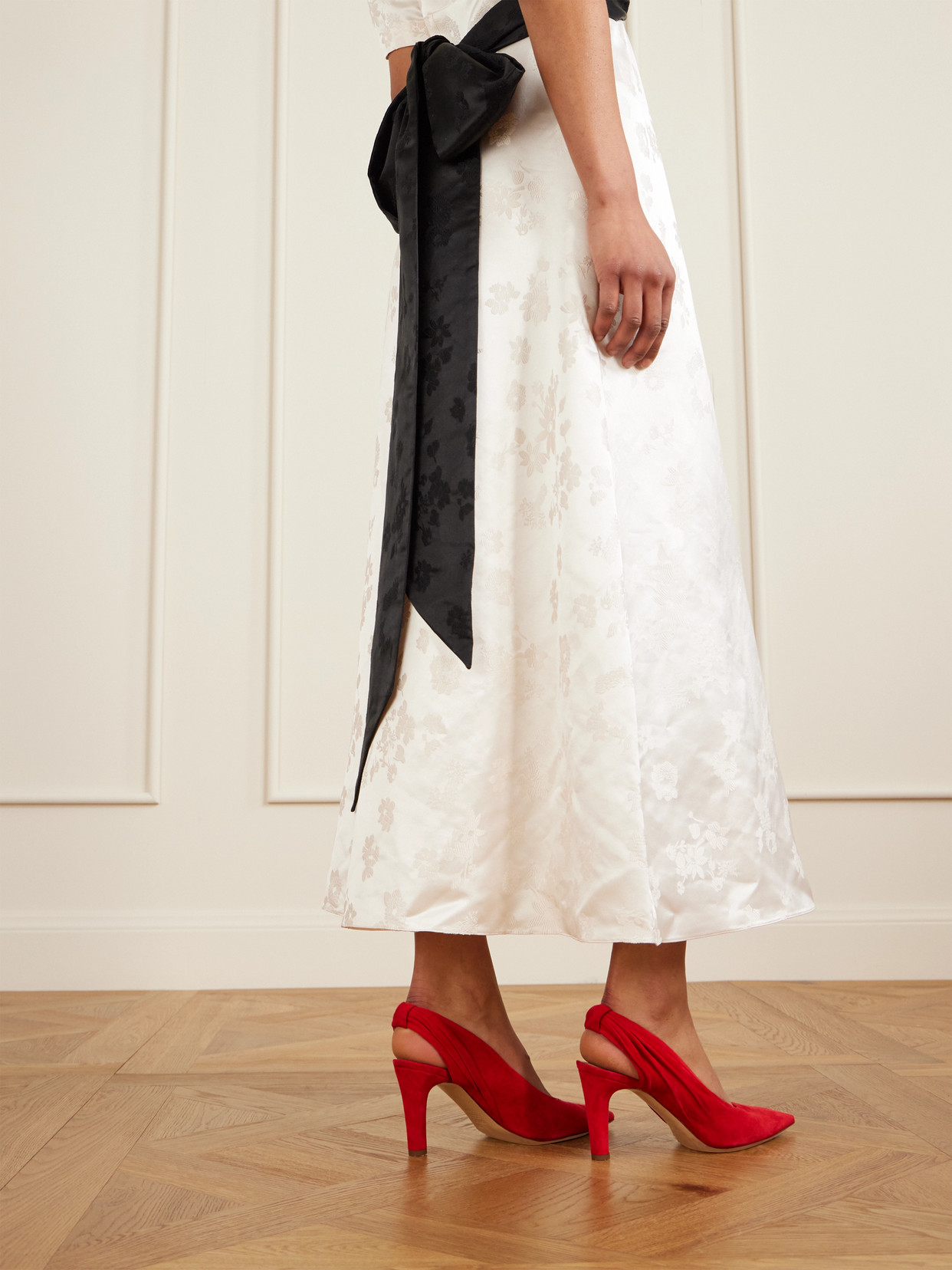 Gabriela Hearst Amari Ruched Suede Slingback Pumps In Red