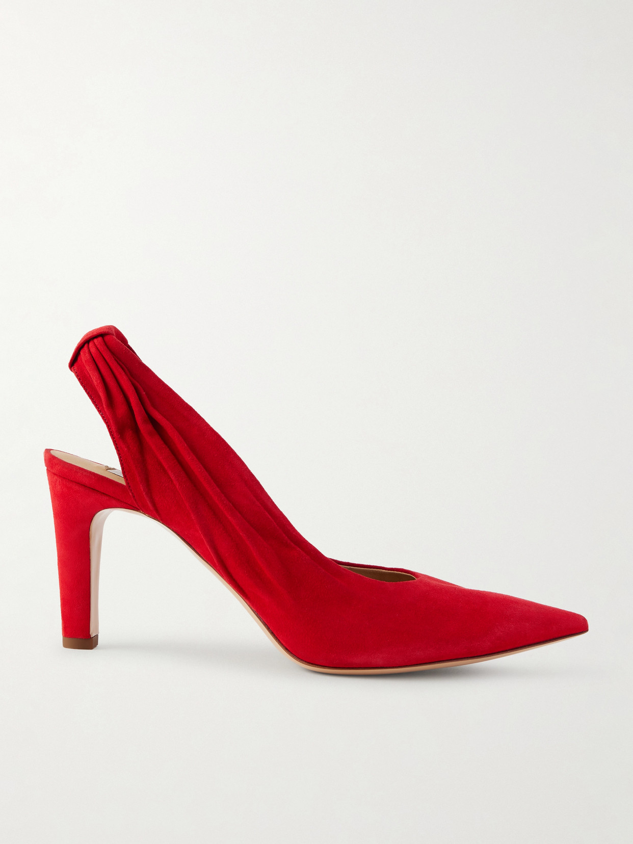 Gabriela Hearst Amari Ruched Suede Slingback Pumps In Red
