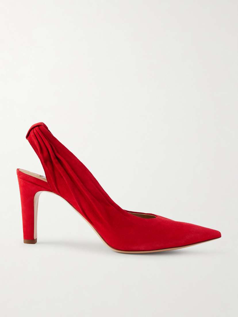 Gabriela Hearst Amari Ruched Suede Slingback Pumps