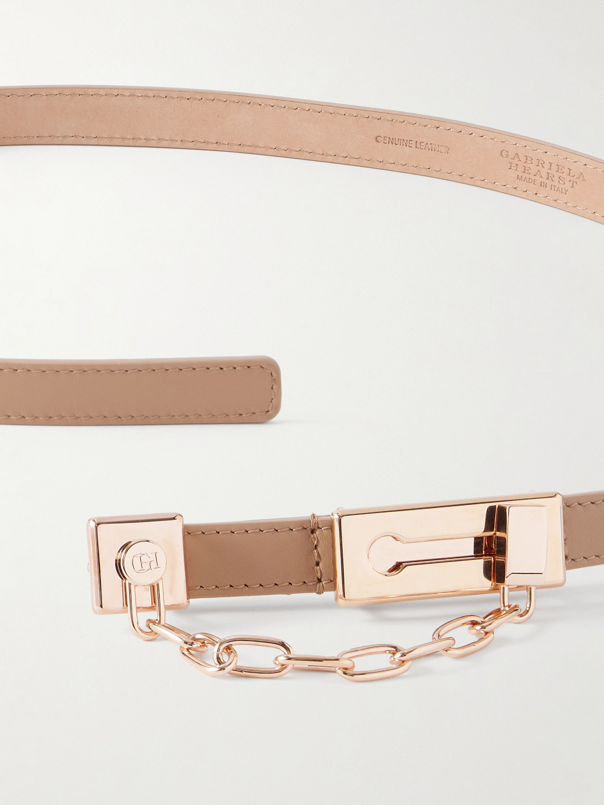Gabriela Hearst Lock Chain-detailed Leather Belt In Neutral