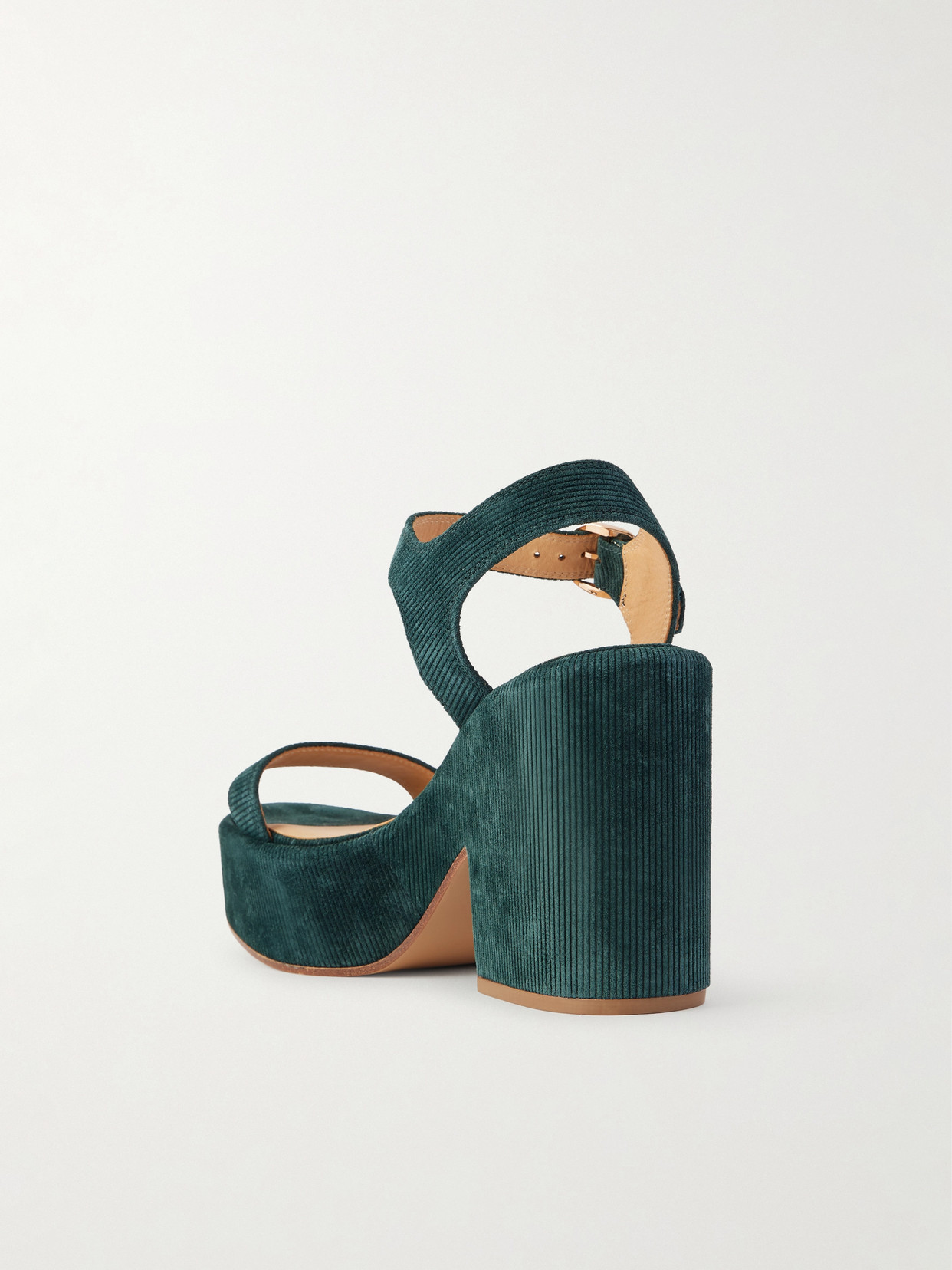 Gabriela Hearst Iman Ribbed Suede Sandals In Green