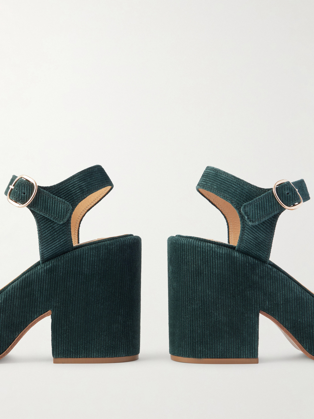 Gabriela Hearst Iman Ribbed Suede Sandals In Green