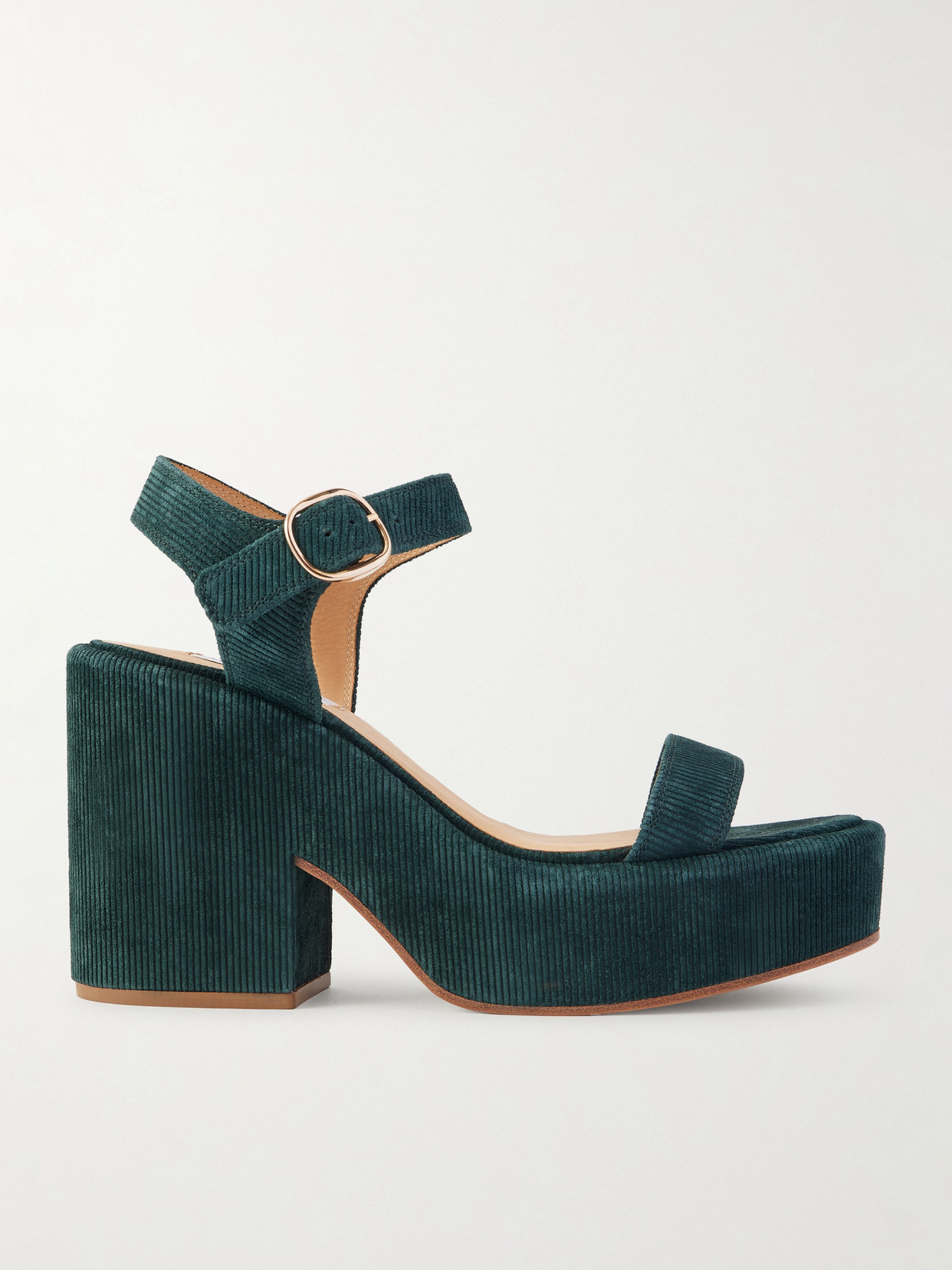 Gabriela Hearst Iman Ribbed Suede Sandals In Green