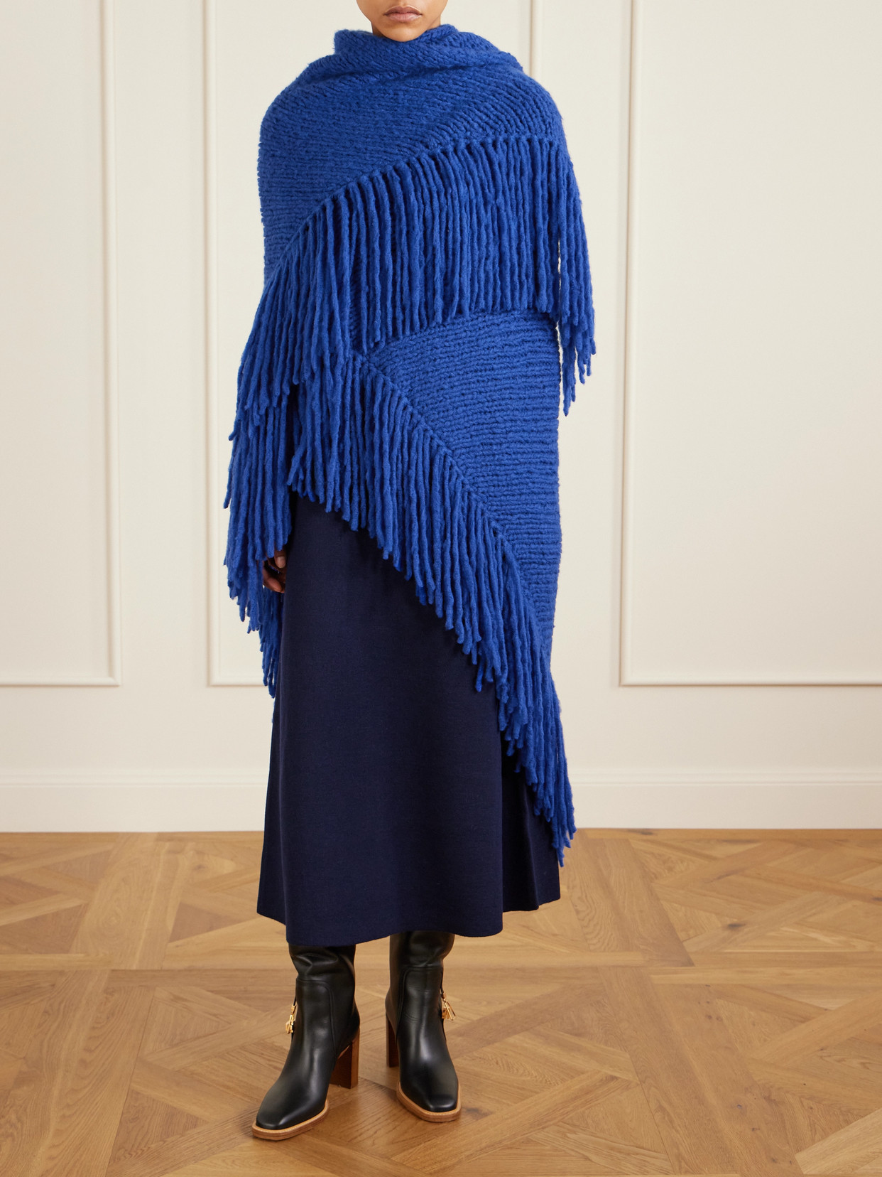 Gabriela Hearst Fringed Cashmere Wrap In Blue