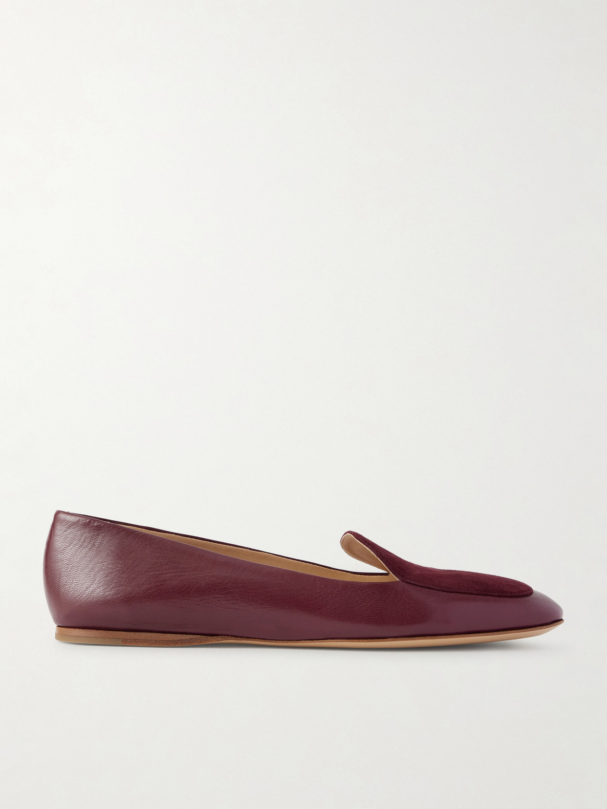 Gabriela Hearst Aveda Flat Loafer In Bordeaux Leather & Suede In Brown