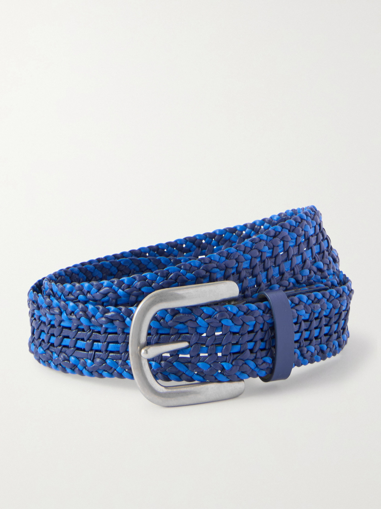 Gabriela Hearst Sam Woven Leather Belt In Blue