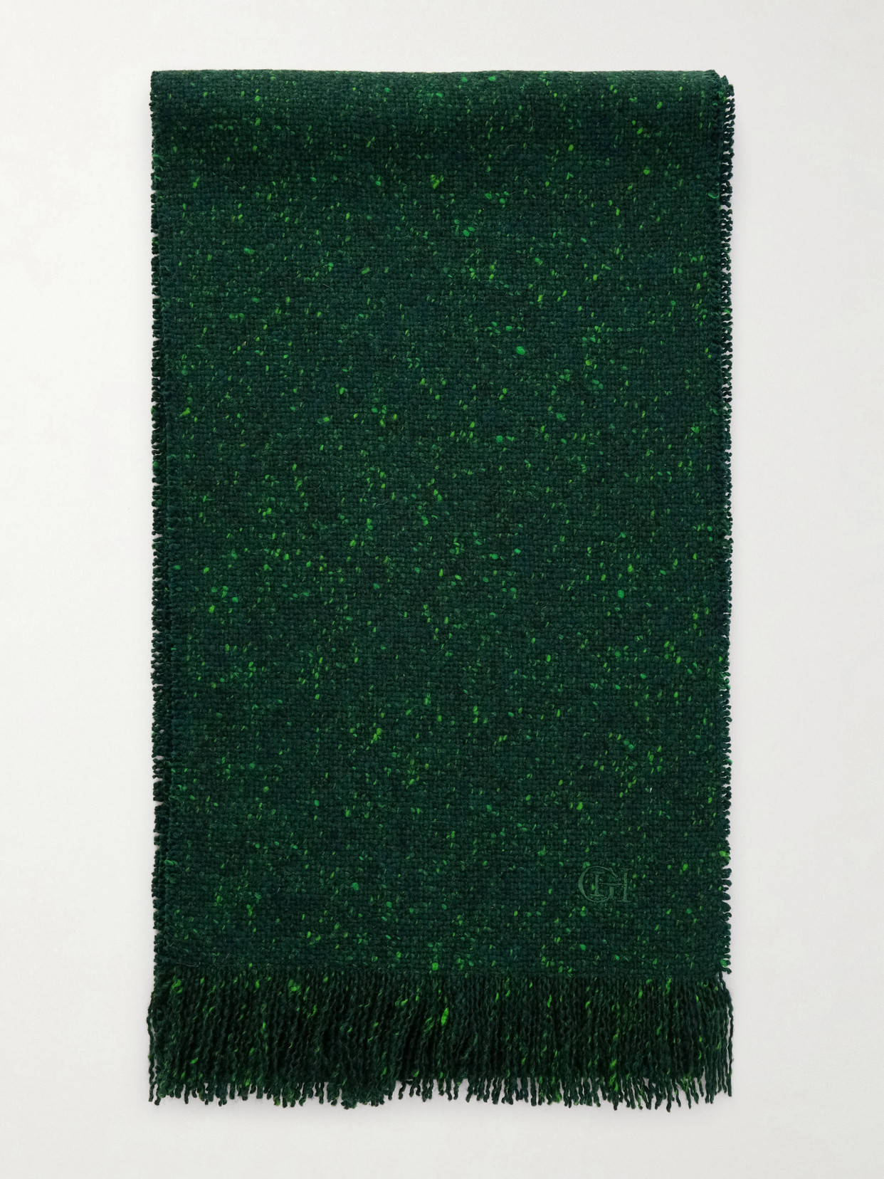 Gabriela Hearst Illumina Fringed Wool And Cashmere-blend Scarf In Green