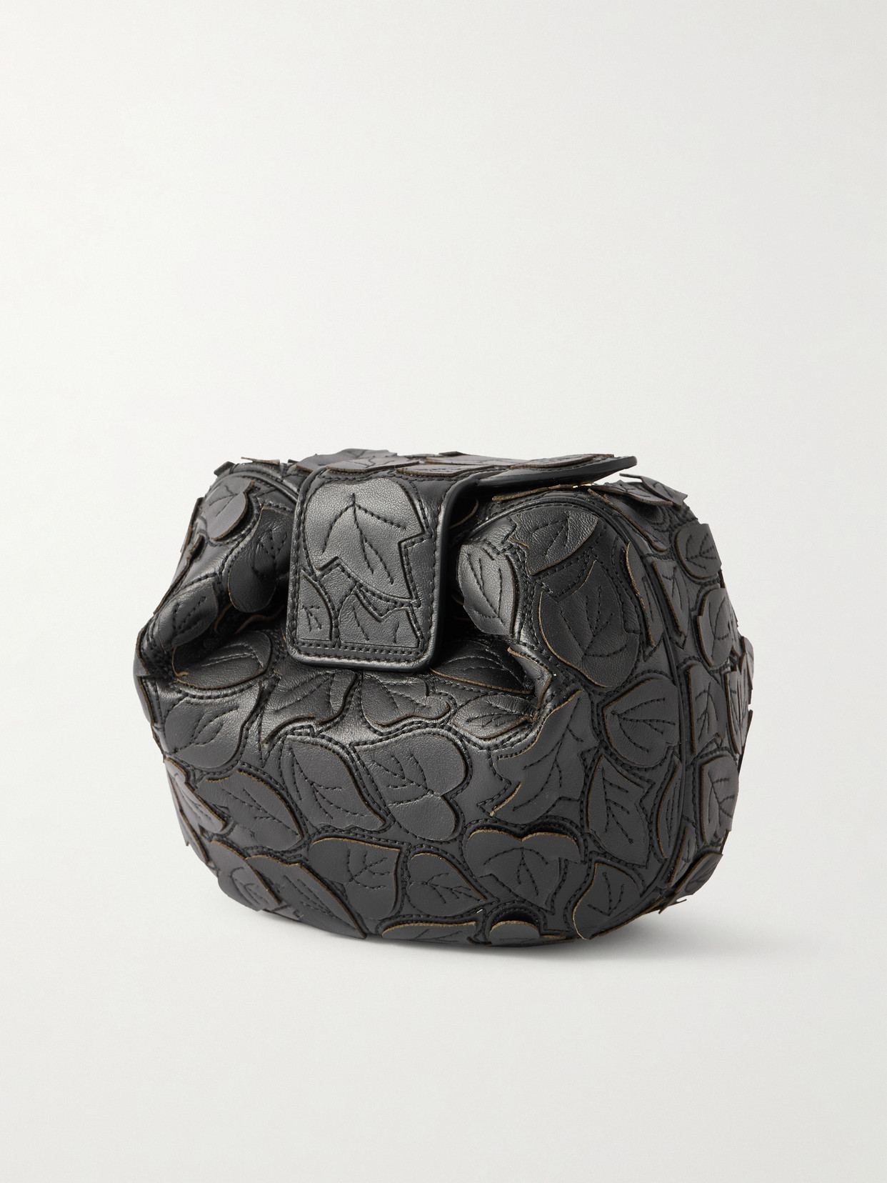 Gabriela Hearst Soft Demi Embroidered Leather Clutch In Black