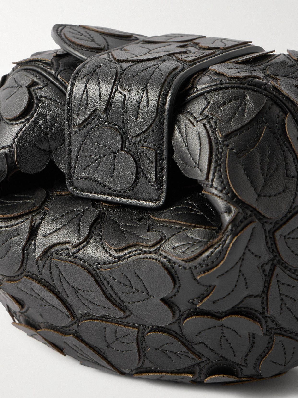 Gabriela Hearst Soft Demi Embroidered Leather Clutch In Black