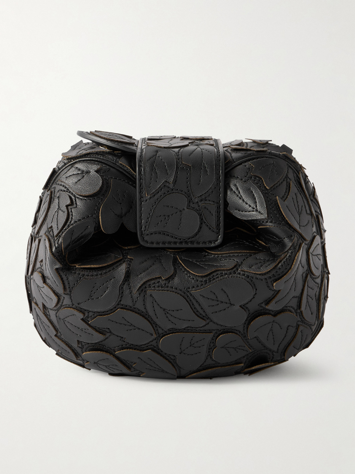 Gabriela Hearst Soft Demi Embroidered Leather Clutch In Black