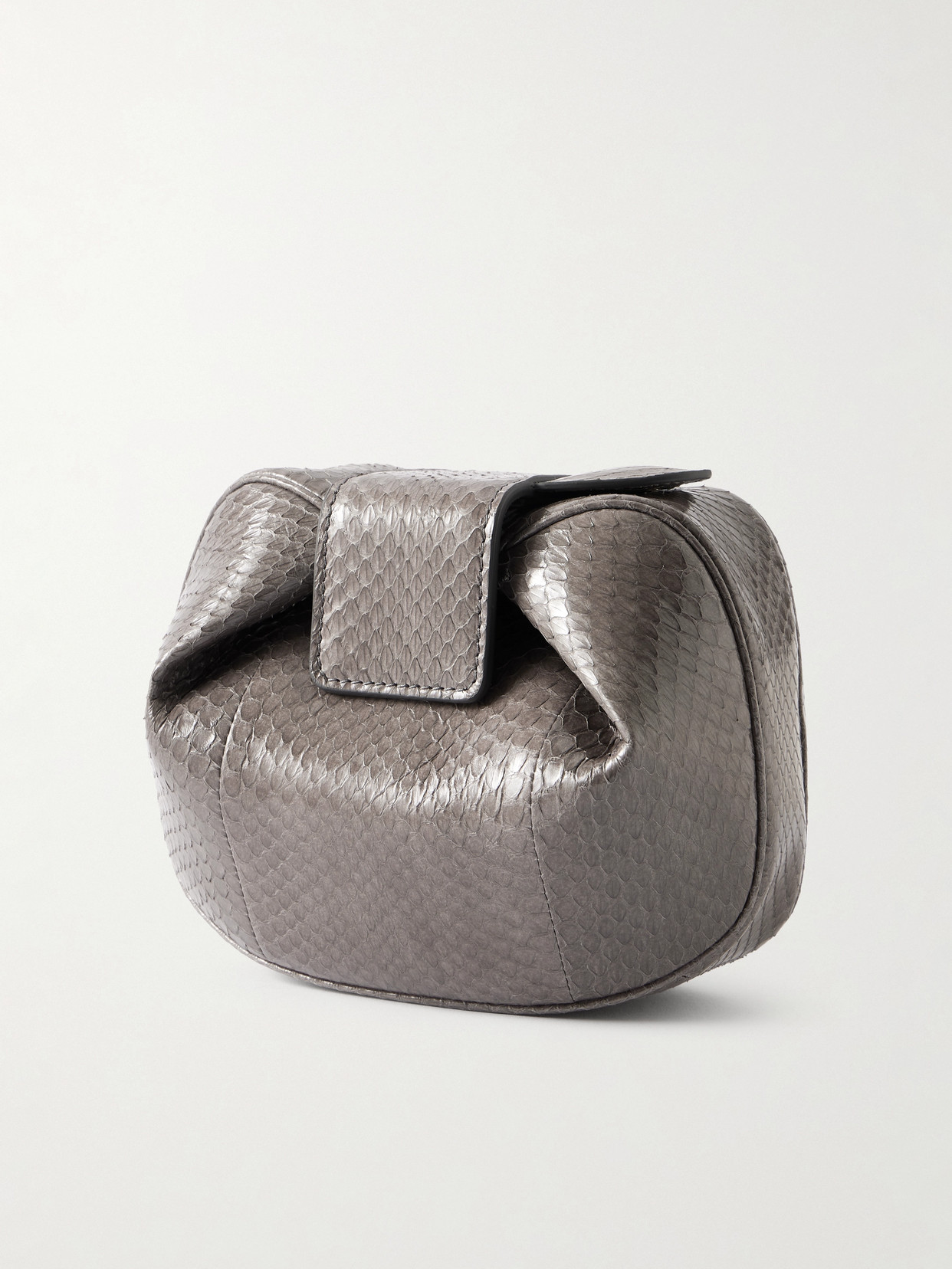Gabriela Hearst Soft Demi Snake-effect Leather Clutch In Gray