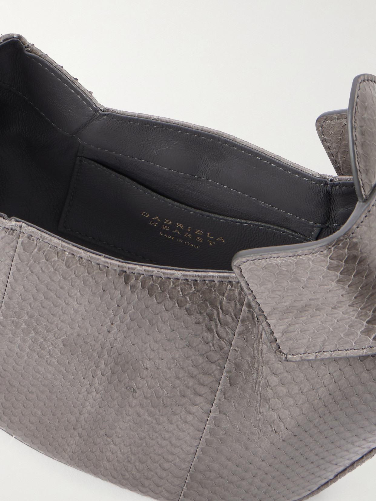 Gabriela Hearst Soft Demi Snake-effect Leather Clutch In Gray