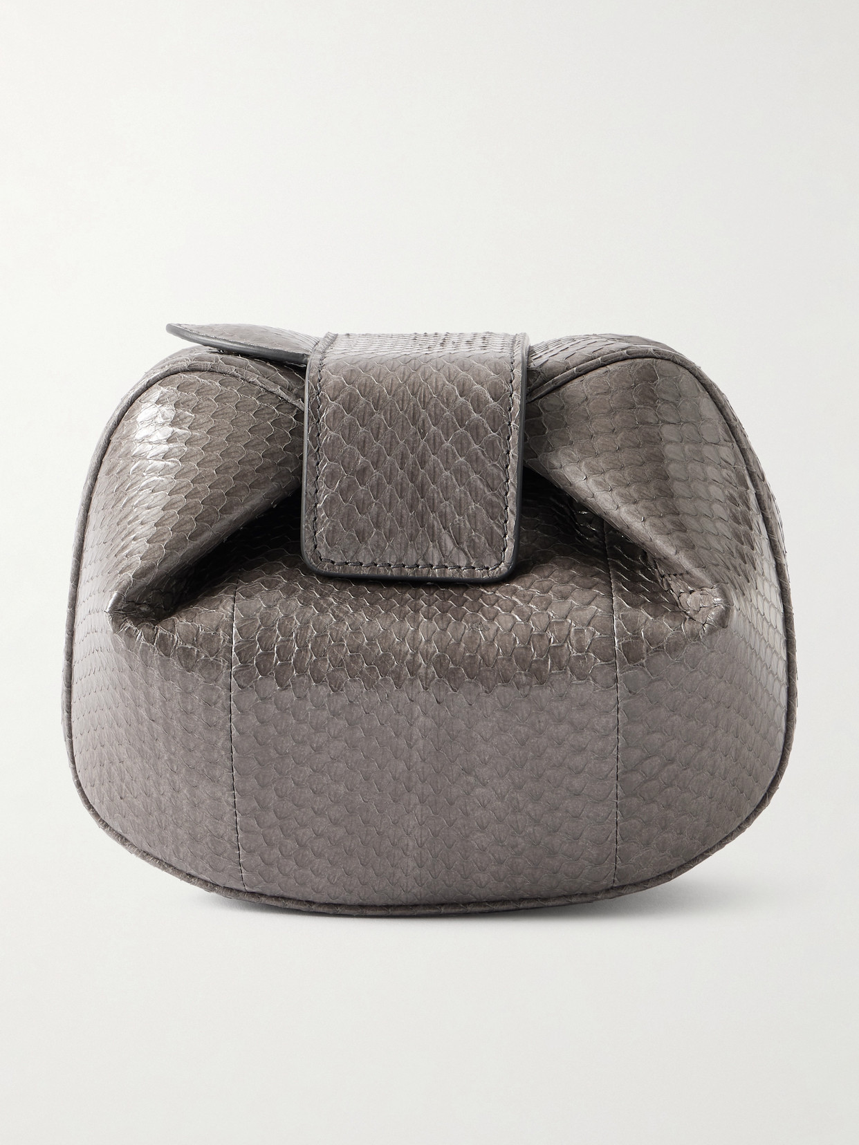 Gabriela Hearst Soft Demi Snake-effect Leather Clutch In Gray