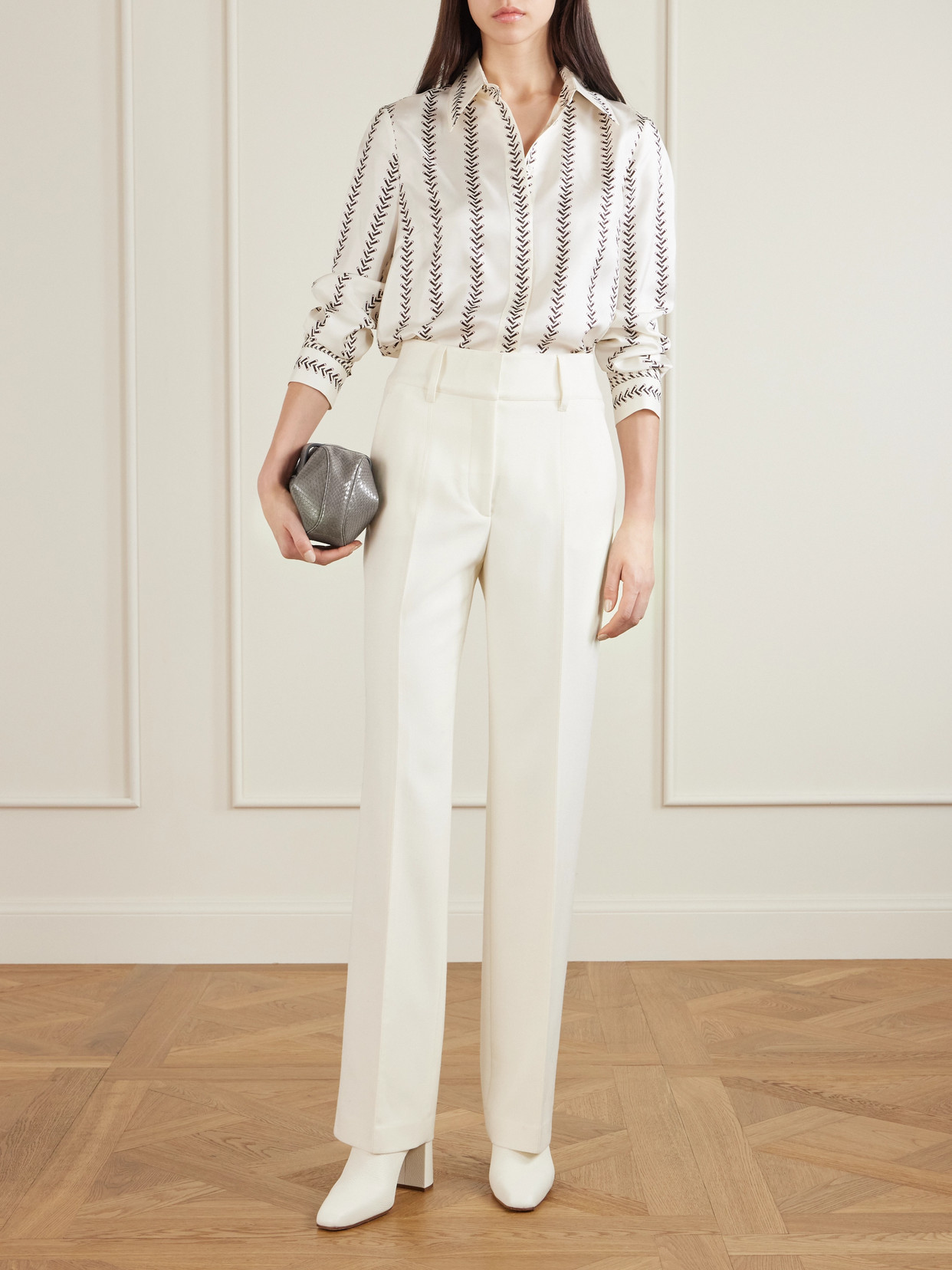 Gabriela Hearst Soft Demi Snake-effect Leather Clutch In Gray